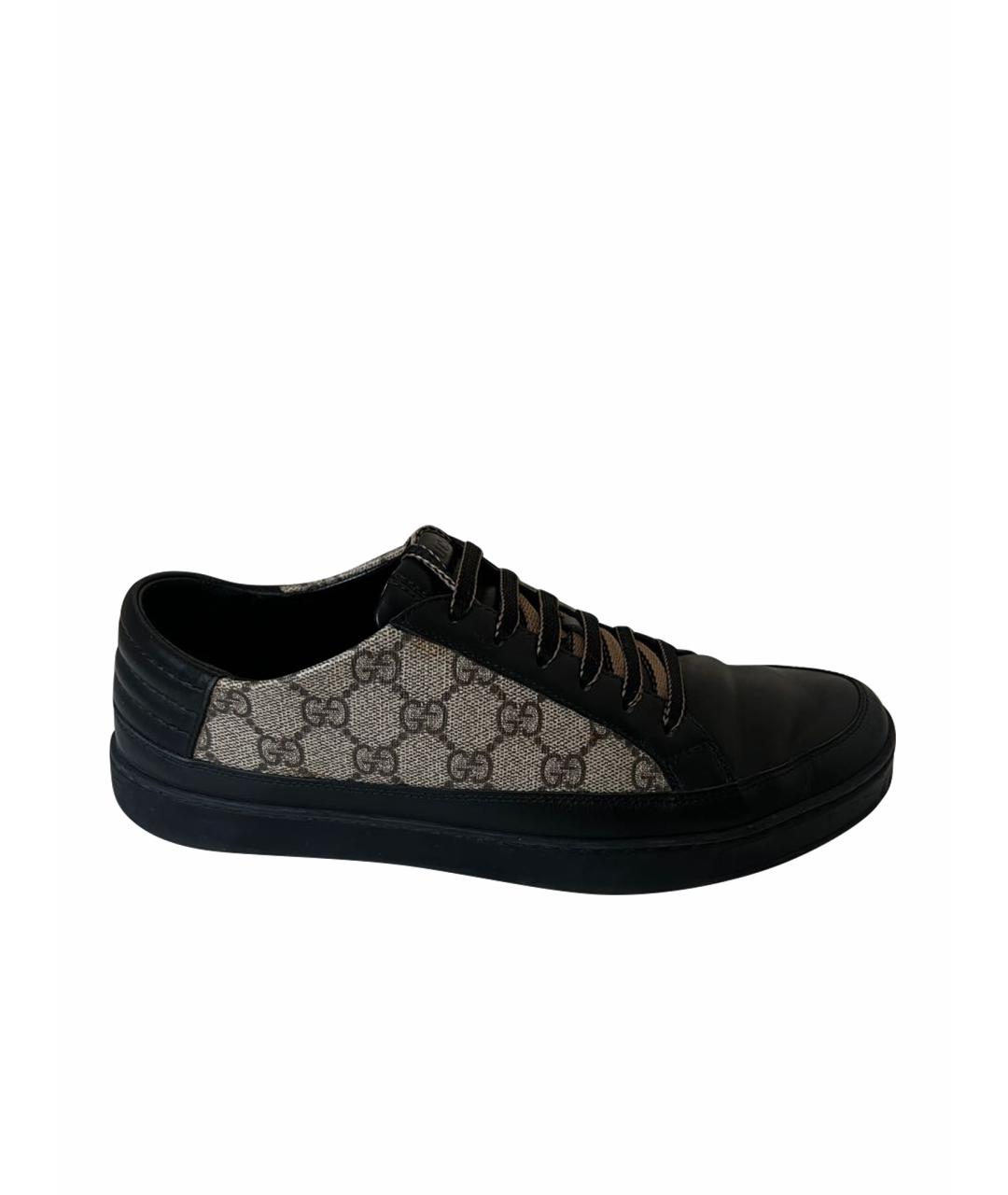 GUCCI Коричневые кожаные низкие кроссовки / кеды, фото 1
