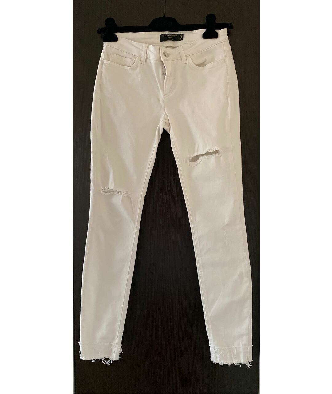 DOLCE&GABBANA Белые хлопко-эластановые джинсы слим, фото 7