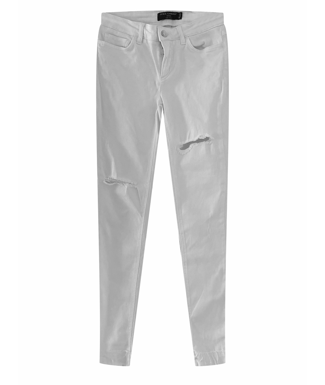 DOLCE&GABBANA Белые хлопко-эластановые джинсы слим, фото 1