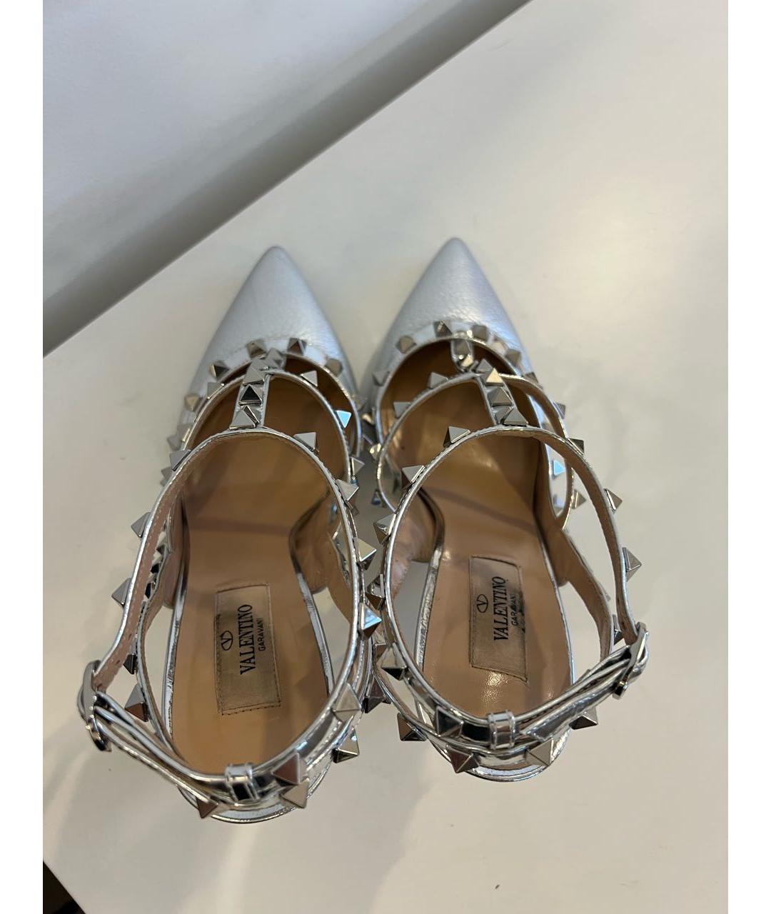 VALENTINO Серебряные кожаные босоножки, фото 3