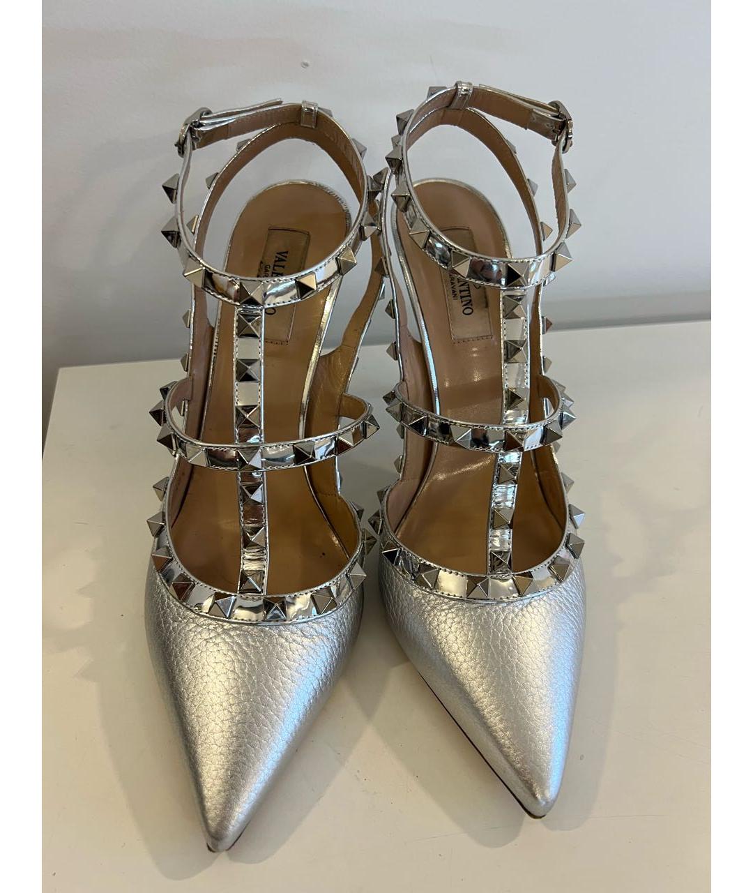 VALENTINO Серебряные кожаные босоножки, фото 2