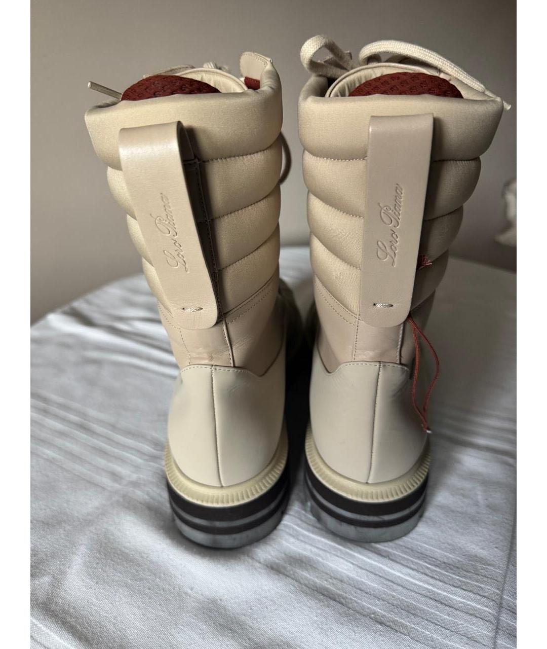 LORO PIANA Бежевые кожаные ботинки, фото 3