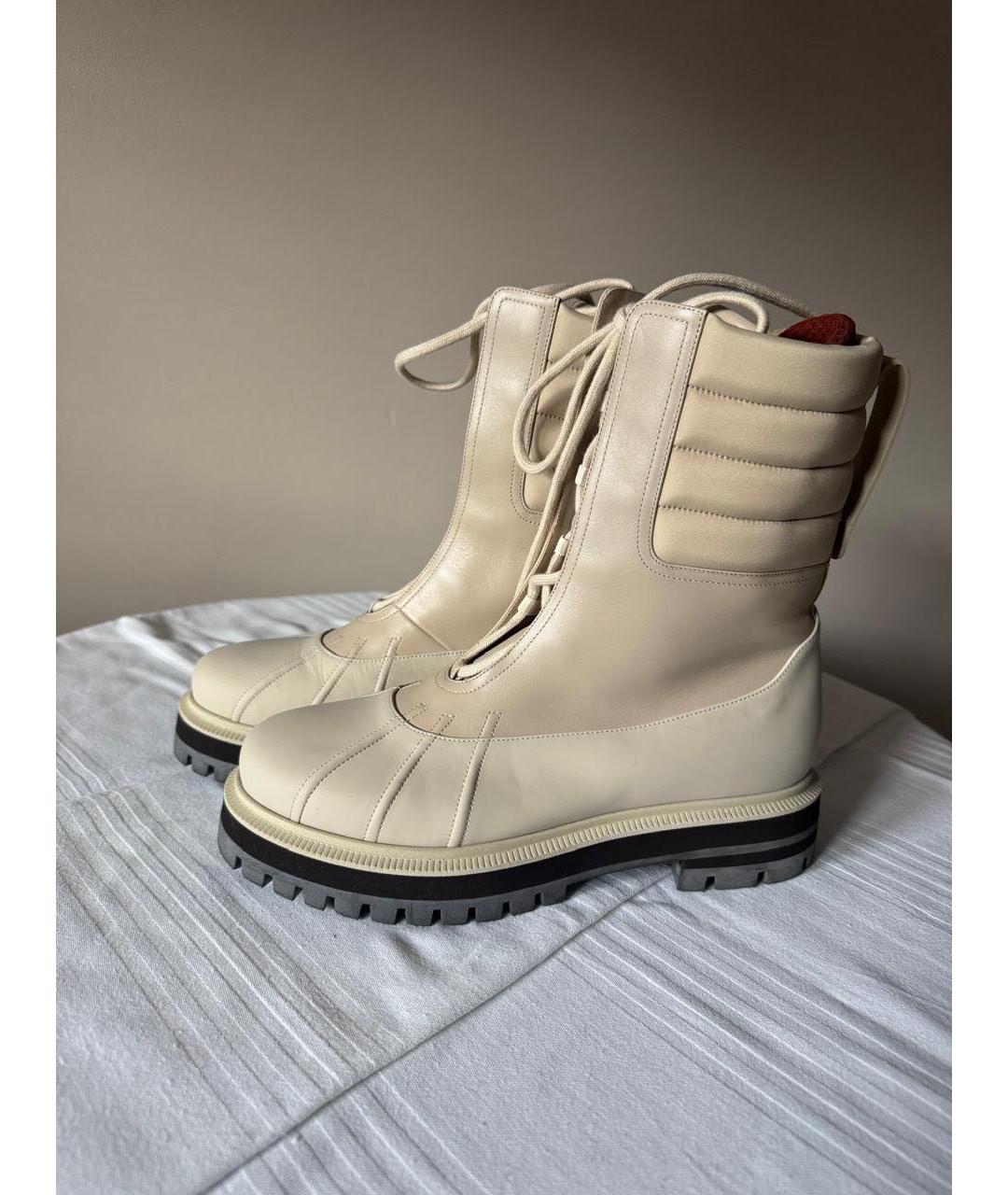 LORO PIANA Бежевые кожаные ботинки, фото 6