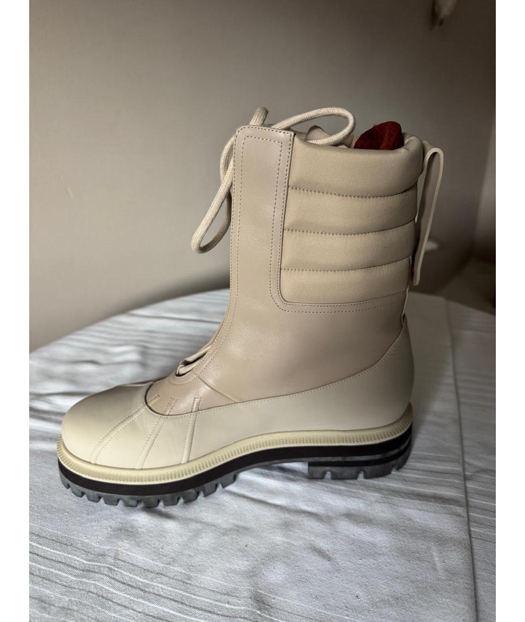 LORO PIANA Бежевые кожаные ботинки, фото 5
