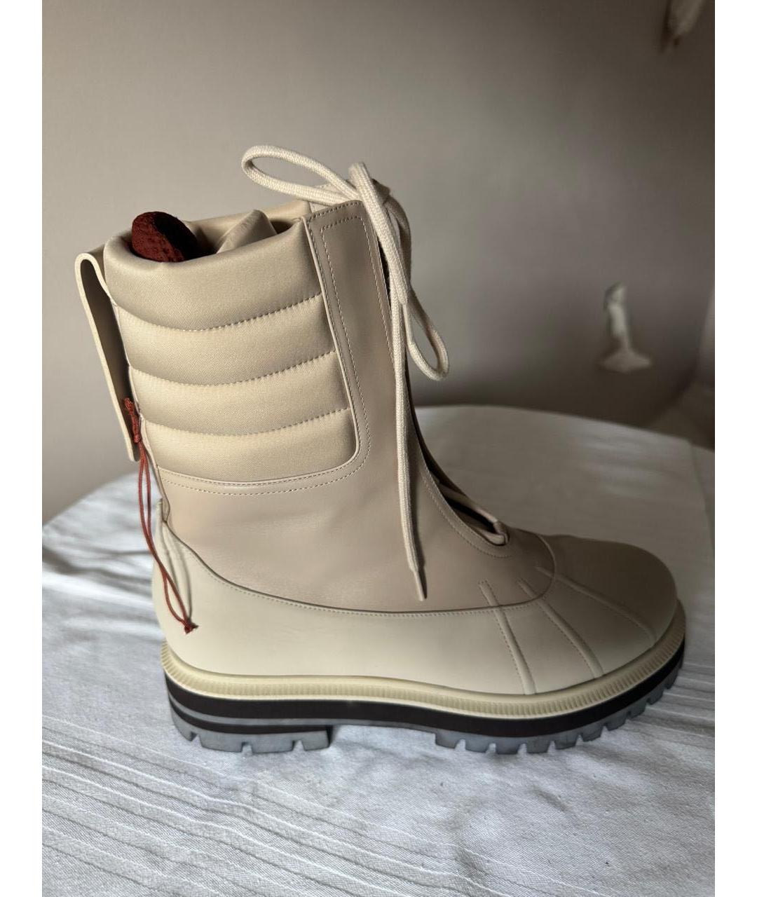 LORO PIANA Бежевые кожаные ботинки, фото 7