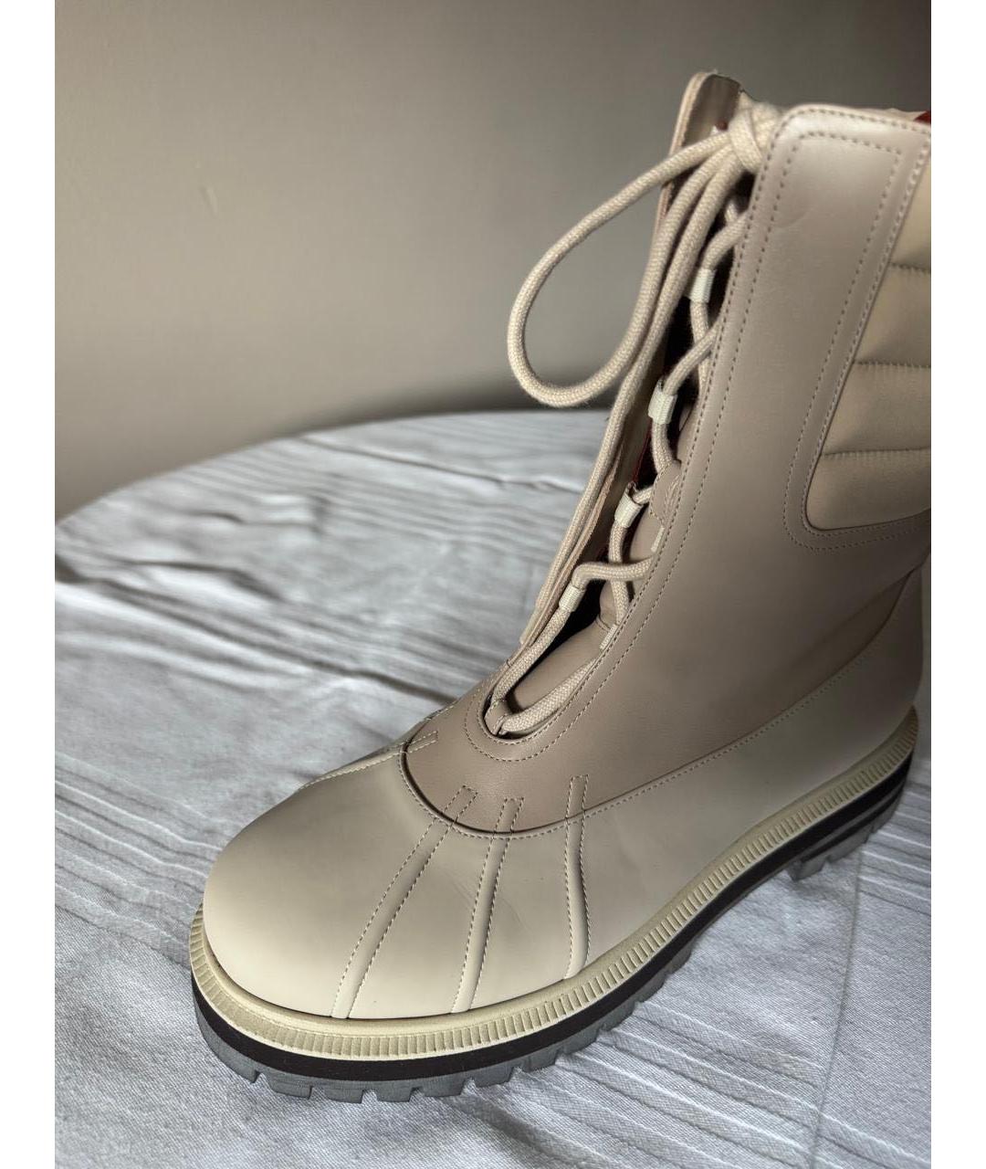 LORO PIANA Бежевые кожаные ботинки, фото 4