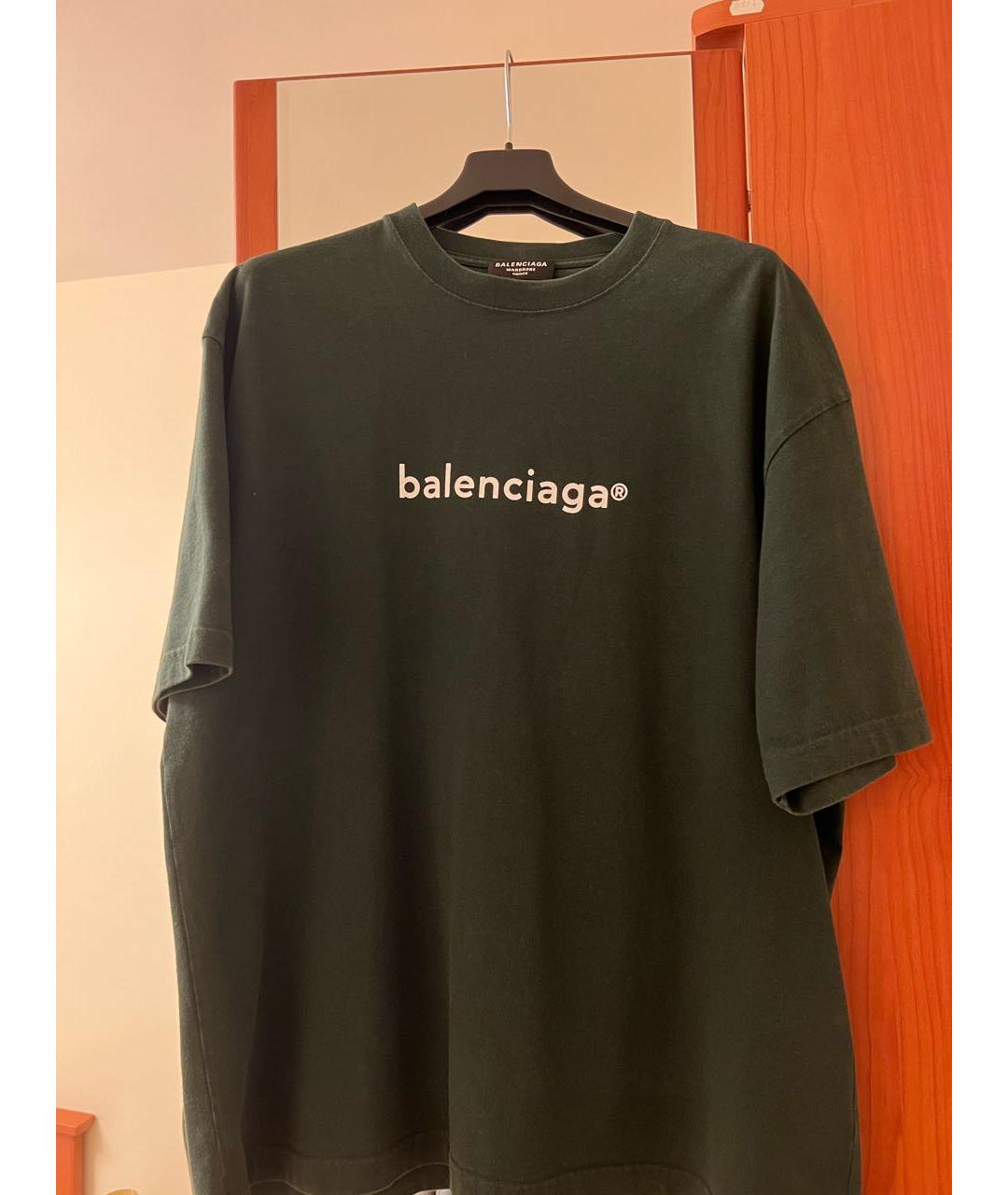 BALENCIAGA Зеленая хлопковая футболка, фото 4