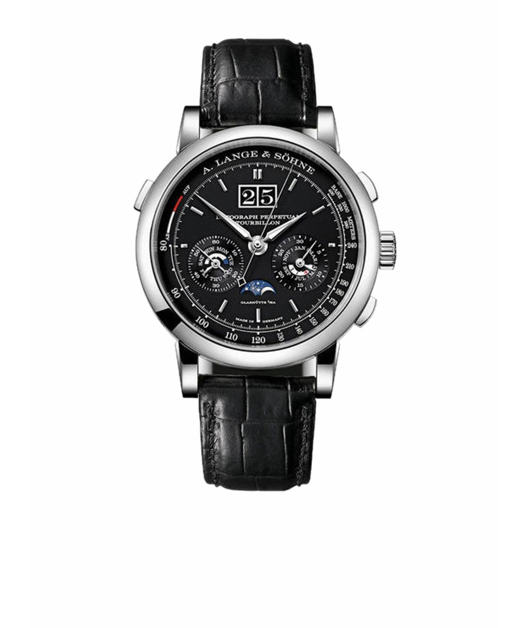 0711 Черные платиновые часы, фото 1