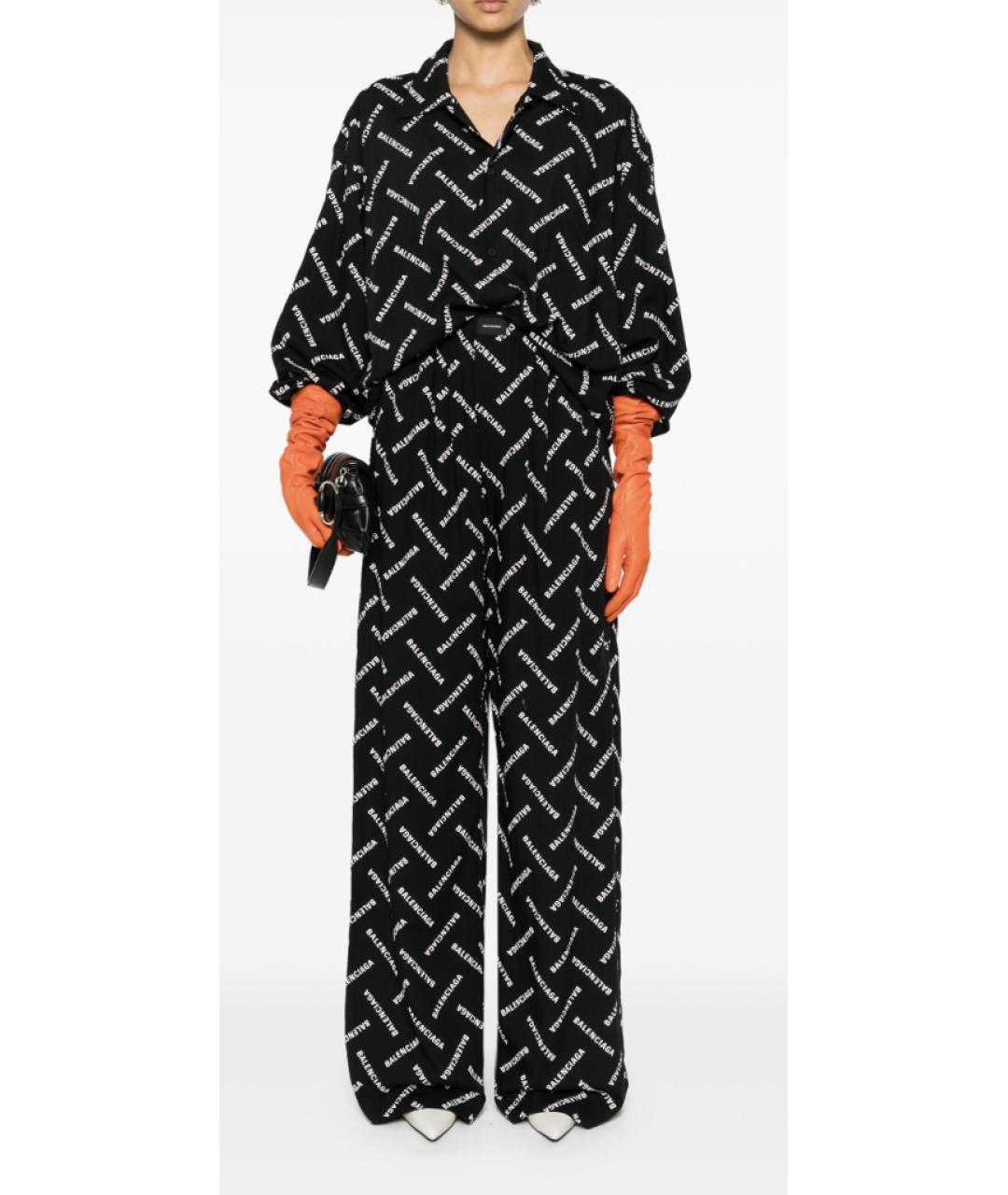 BALENCIAGA Черные вискозные брюки широкие, фото 3