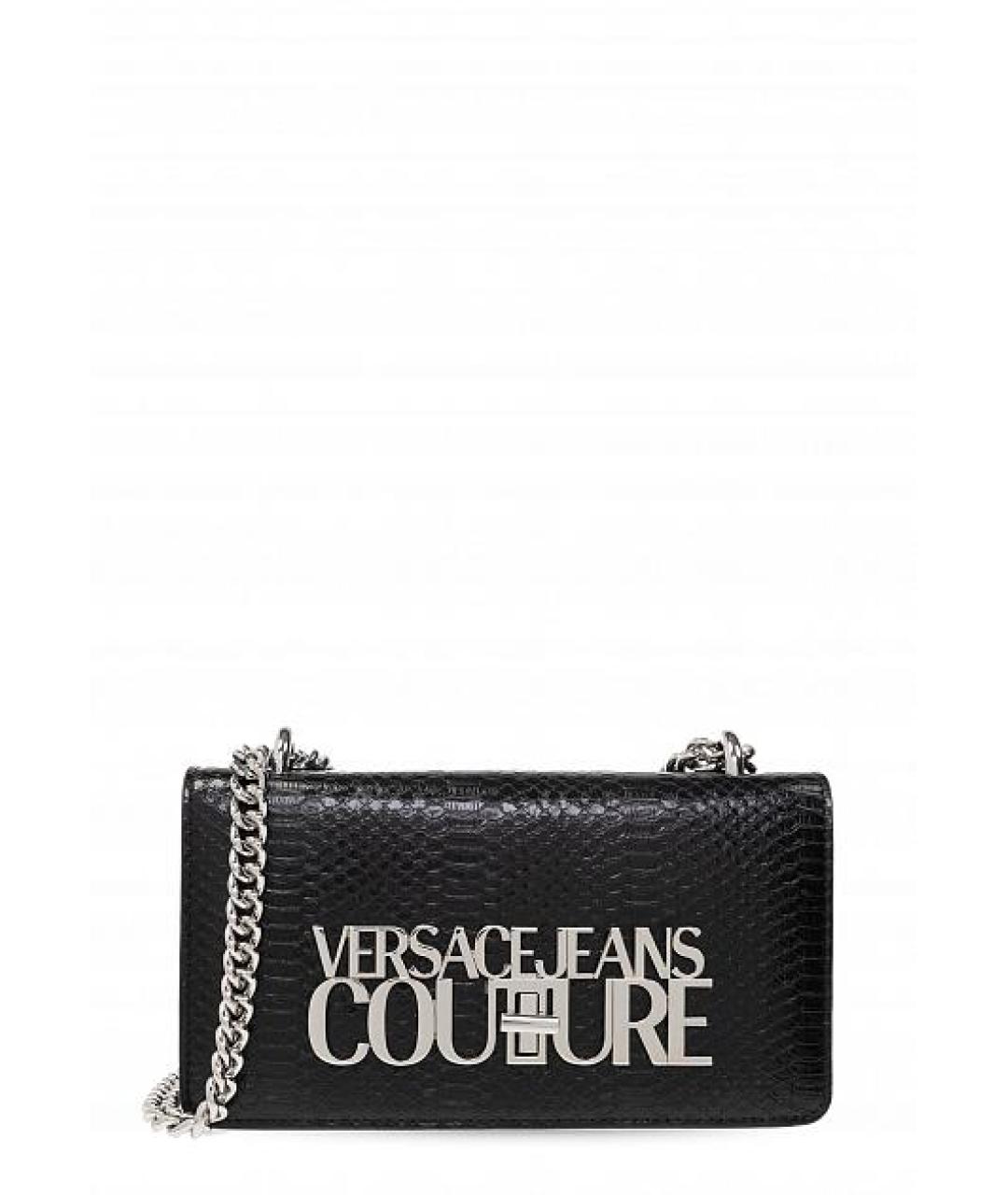 VERSACE JEANS COUTURE Черная сумка через плечо из лакированной кожи, фото 1