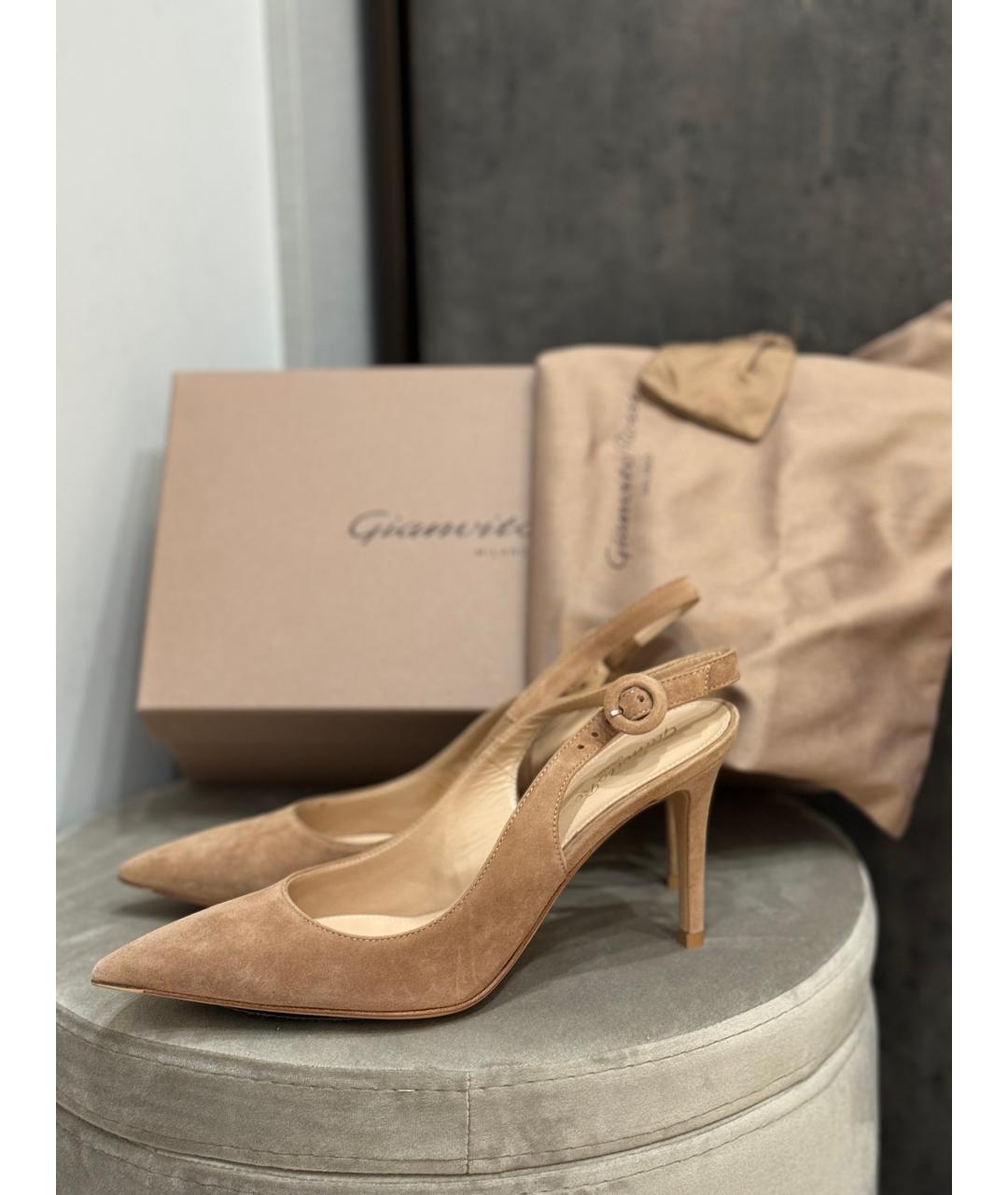 GIANVITO ROSSI Бежевые замшевые туфли, фото 4