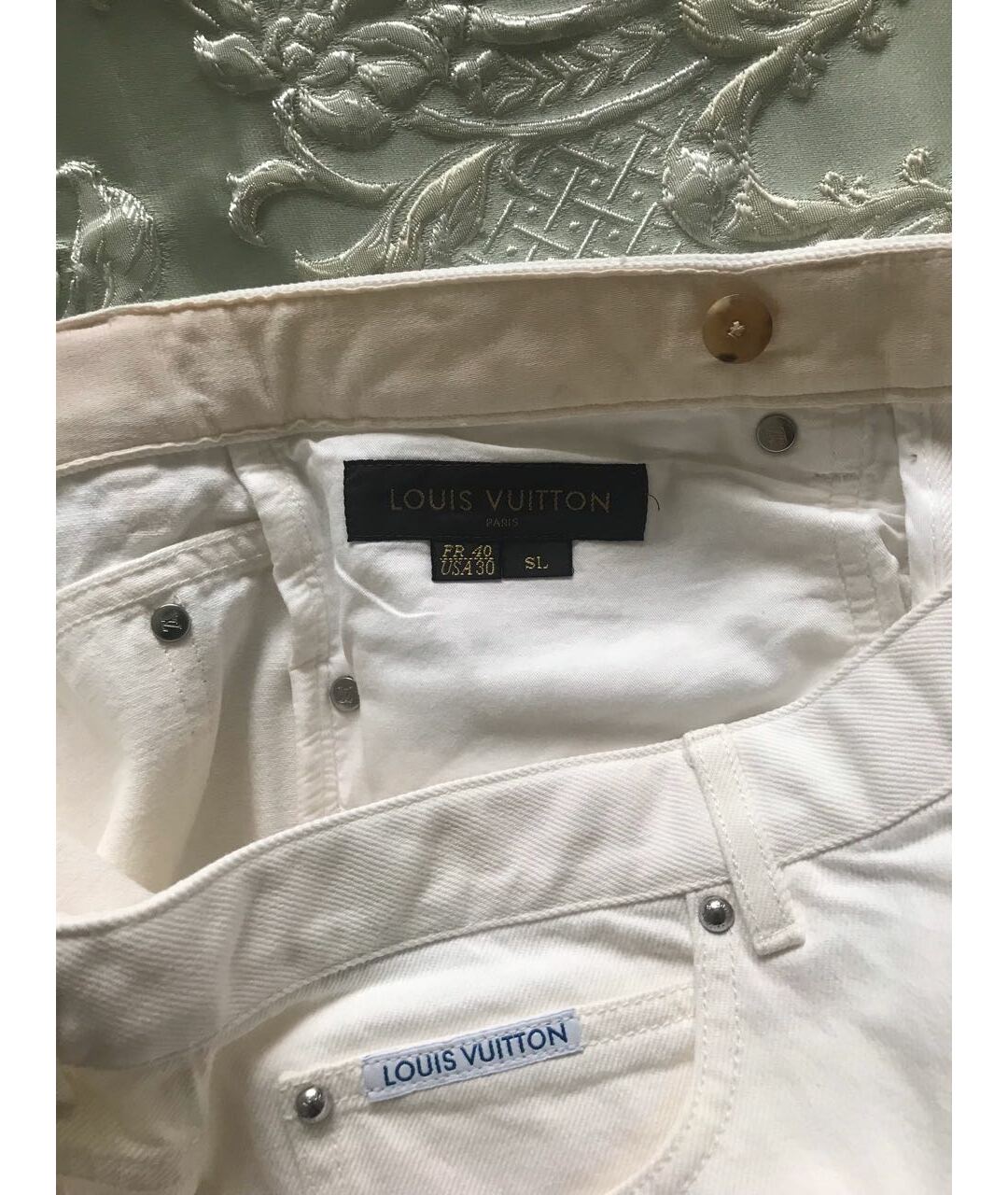 LOUIS VUITTON PRE-OWNED Белые хлопковые прямые джинсы, фото 4