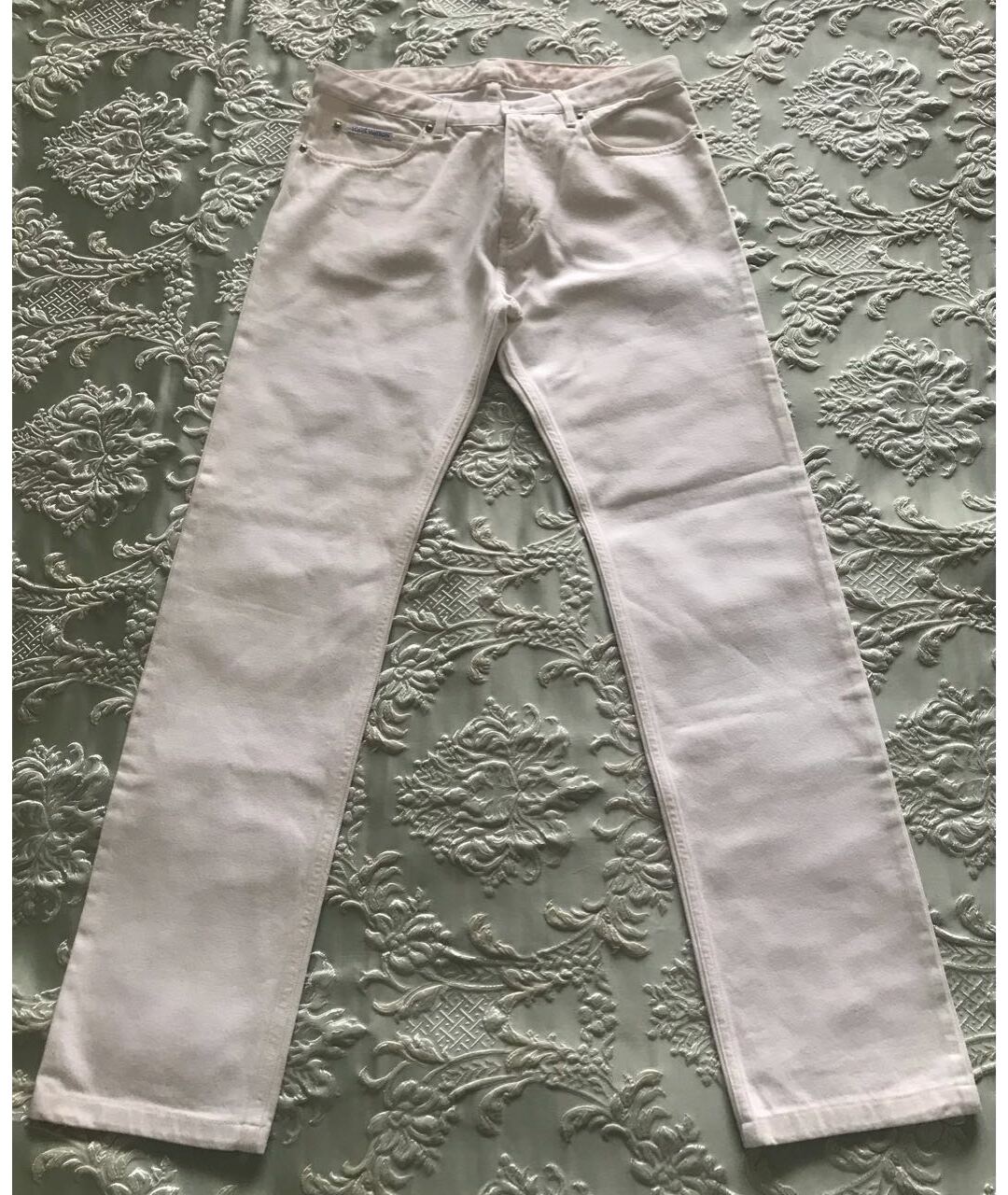 LOUIS VUITTON PRE-OWNED Белые хлопковые прямые джинсы, фото 9