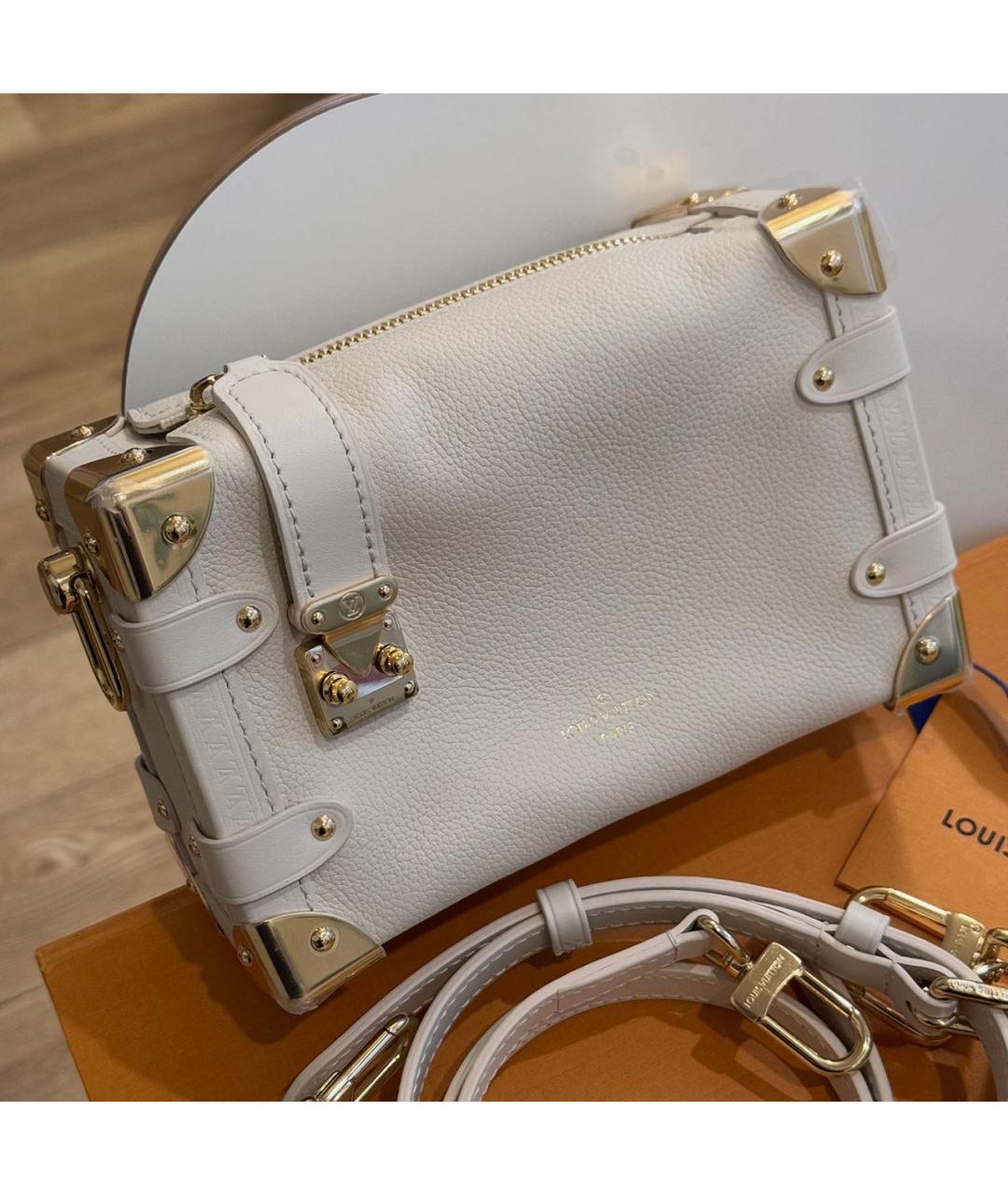 LOUIS VUITTON Бежевая кожаная сумка через плечо, фото 4