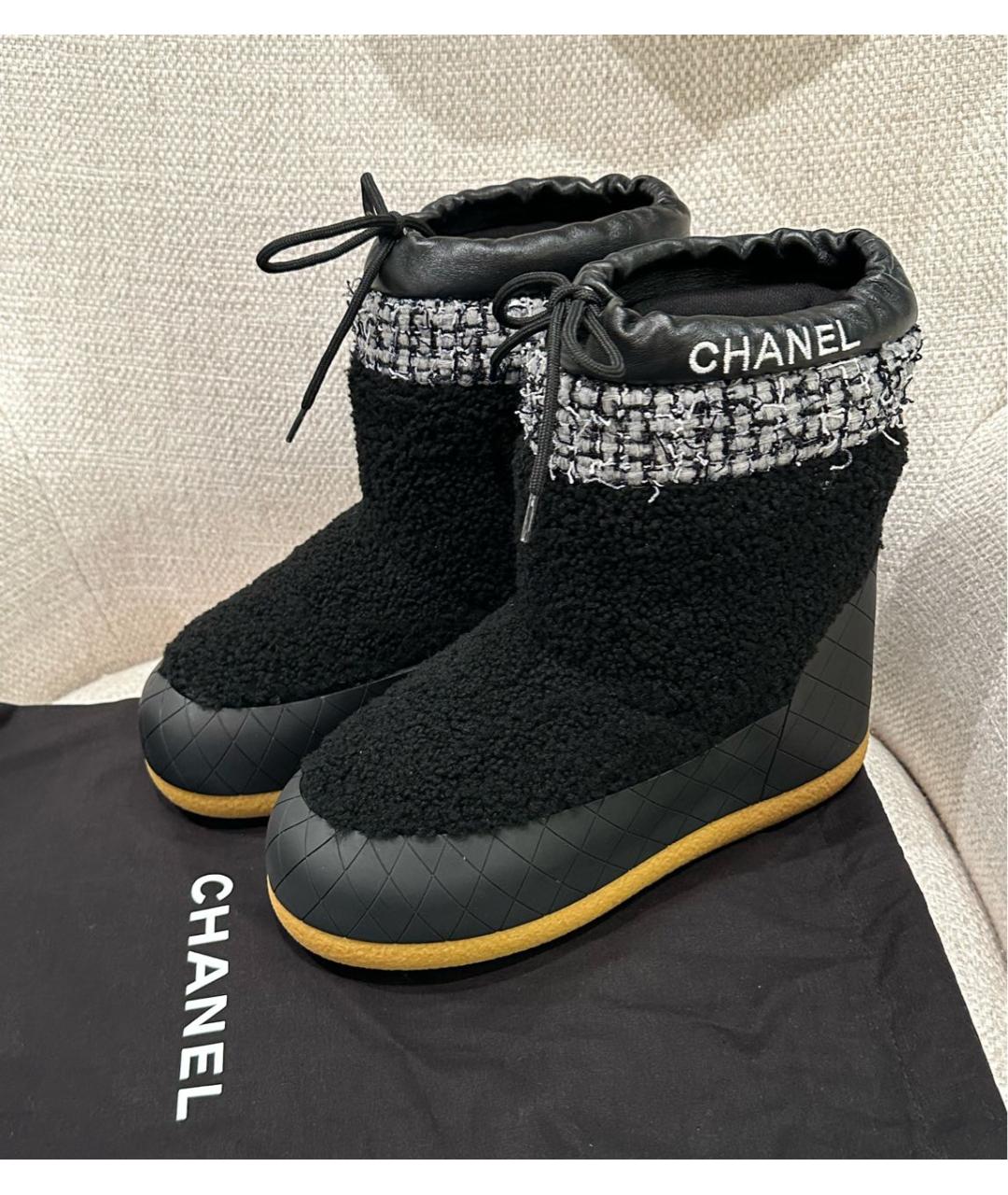 CHANEL Черные текстильные ботинки, фото 5