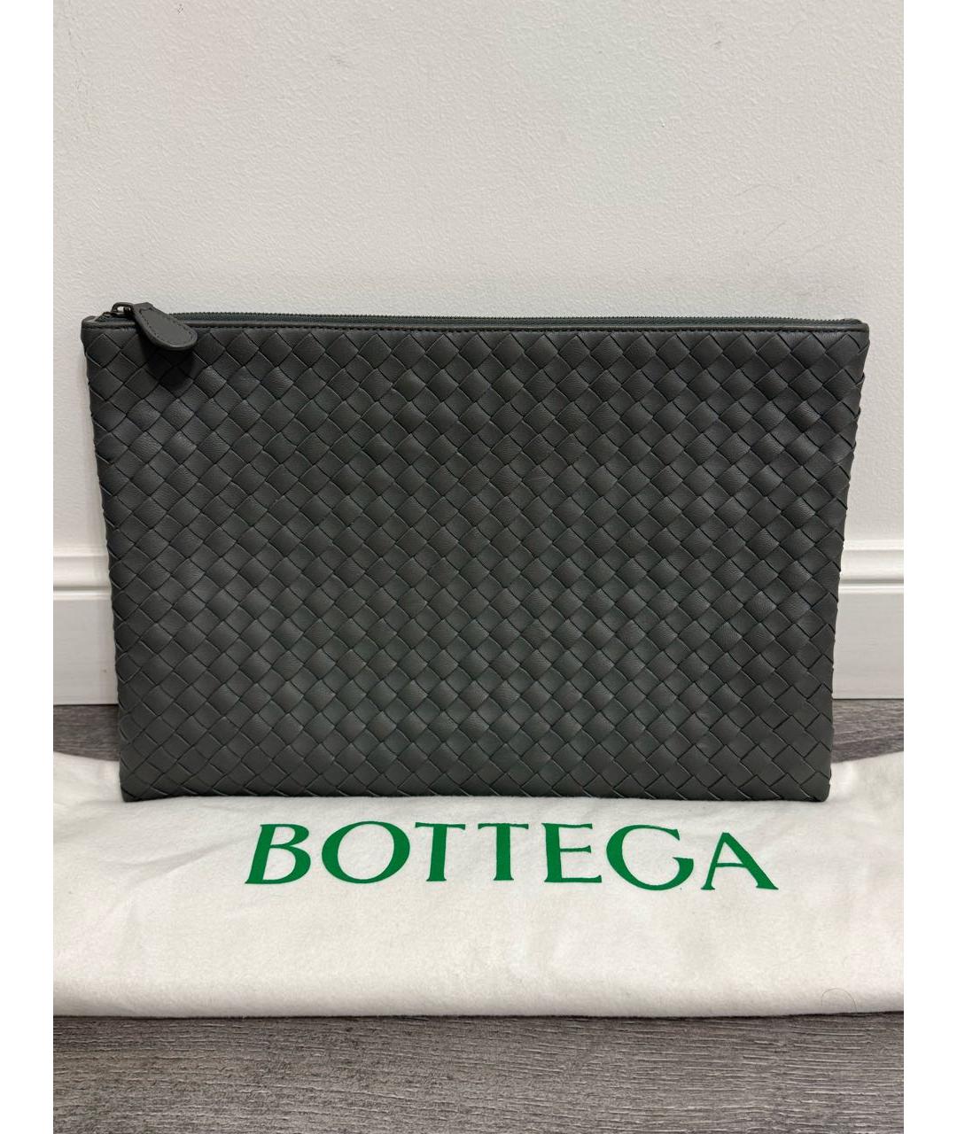 BOTTEGA VENETA Серая кожаная папка для документов, фото 9