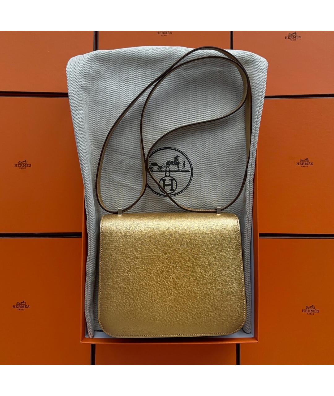 HERMES Бежевая кожаная сумка через плечо, фото 3