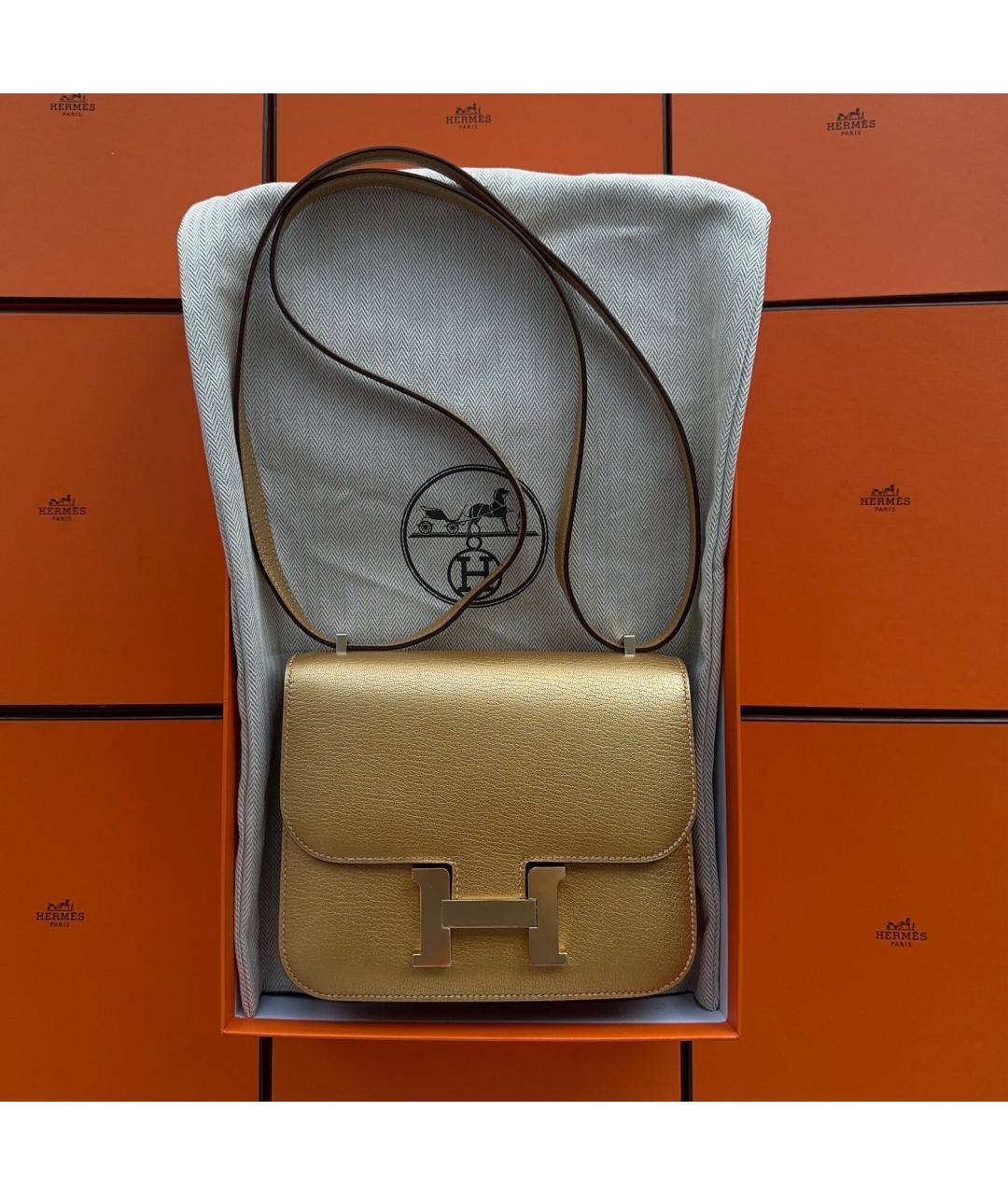 HERMES Бежевая кожаная сумка через плечо, фото 2