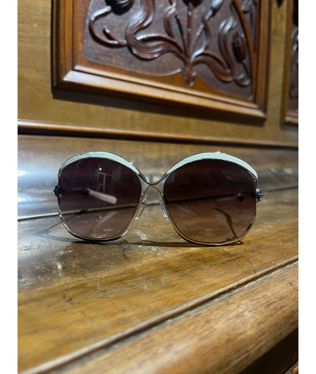 CHROME HEARTS Белые металлические солнцезащитные очки, фото 10