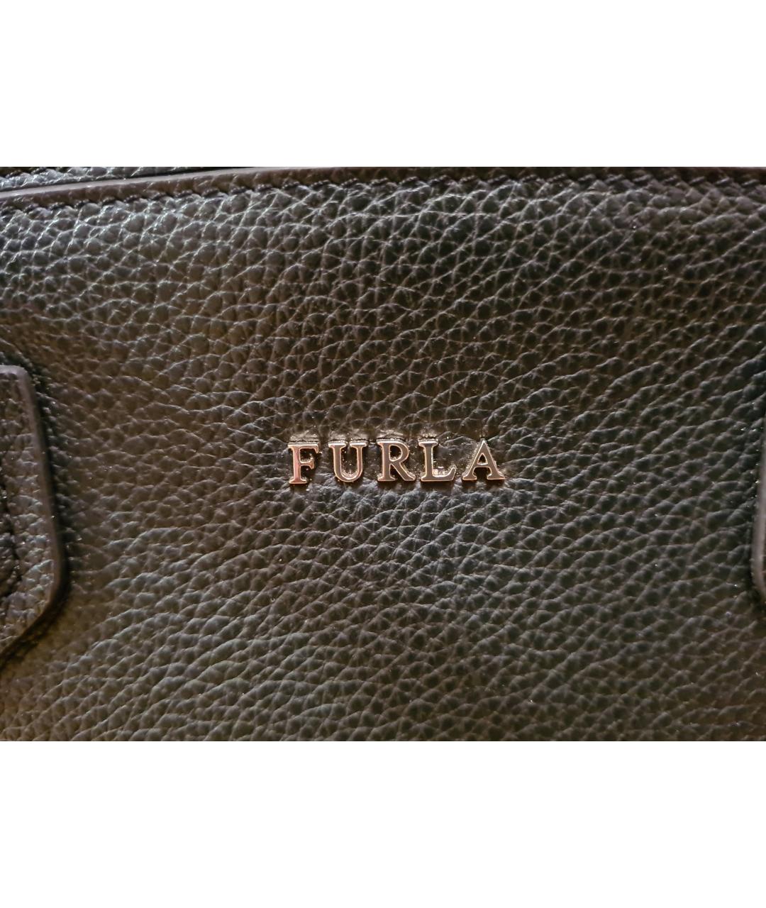 FURLA Черная кожаная сумка с короткими ручками, фото 6