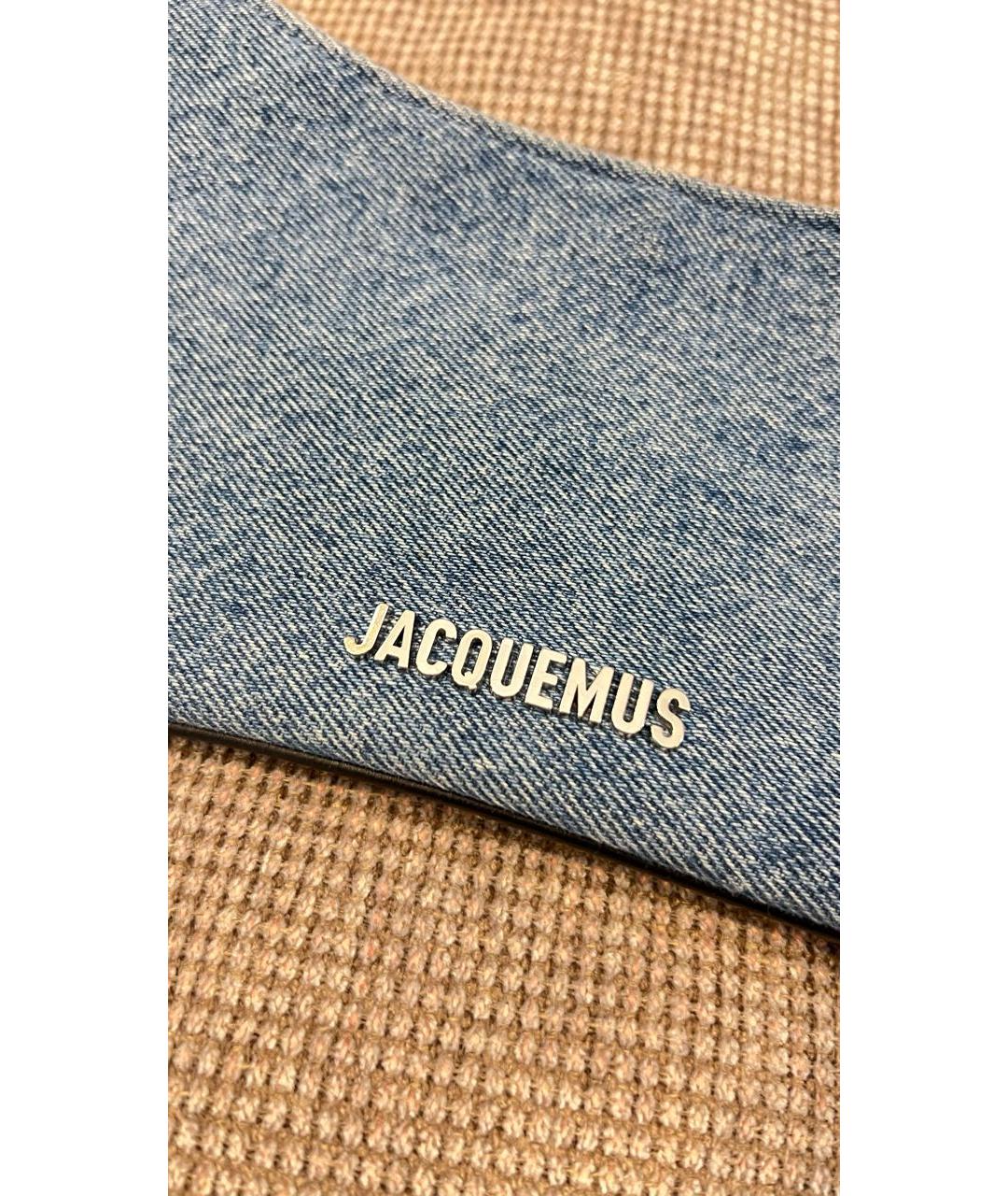 JACQUEMUS Темно-синяя деним сумка с короткими ручками, фото 4