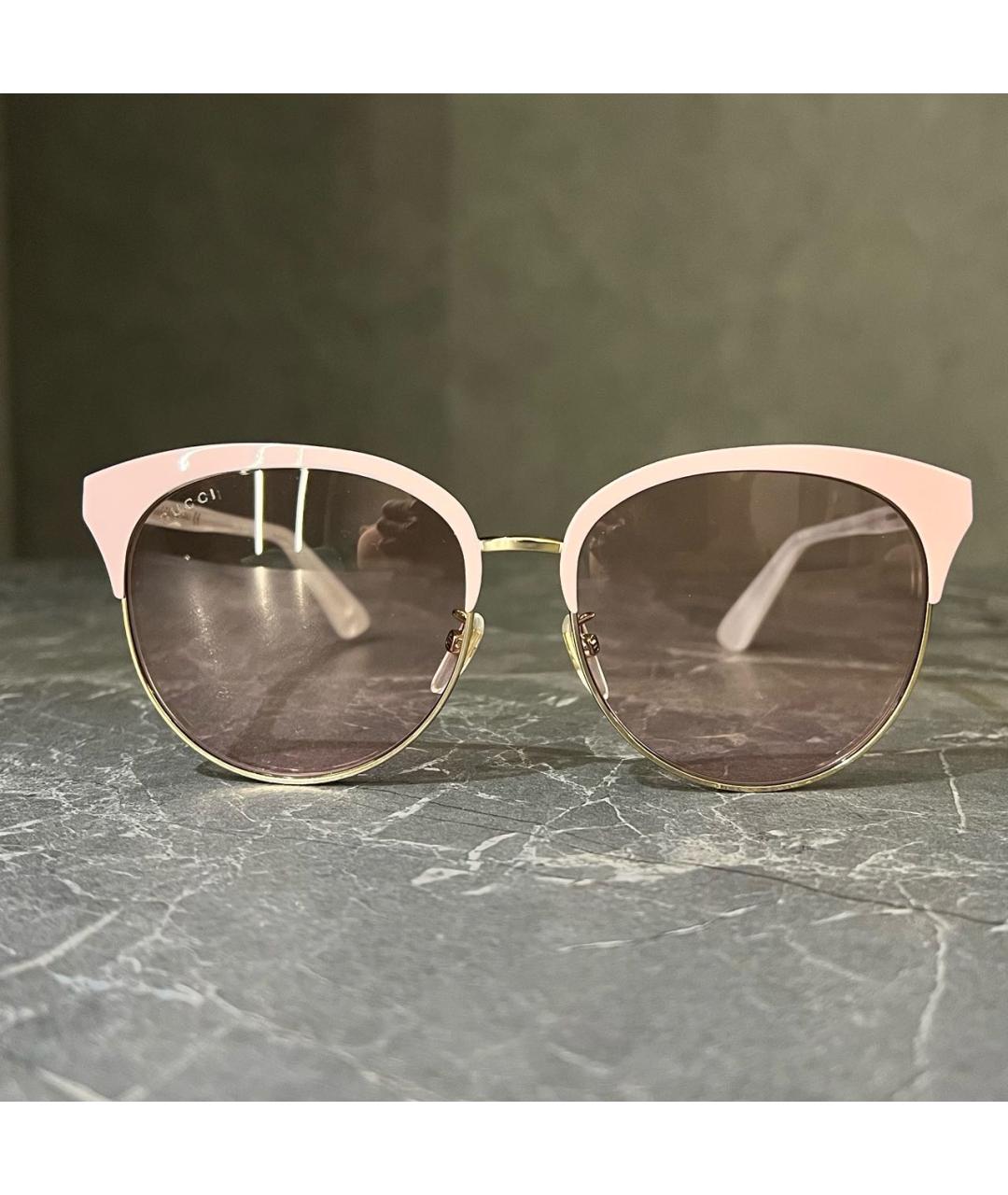 GUCCI Розовые металлические солнцезащитные очки, фото 9