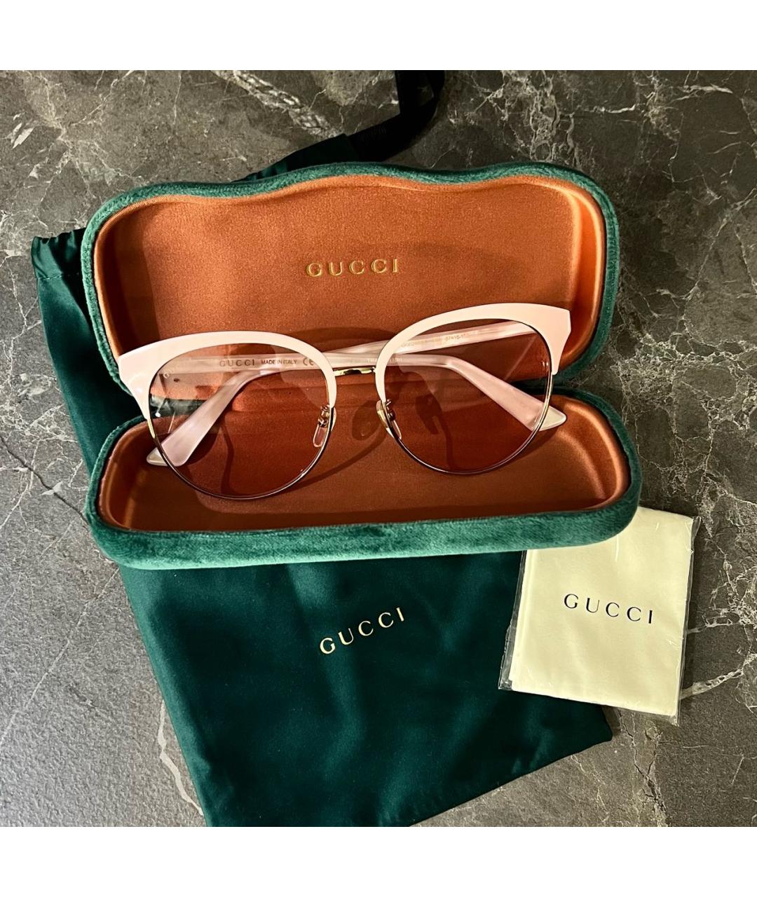 GUCCI Розовые металлические солнцезащитные очки, фото 8