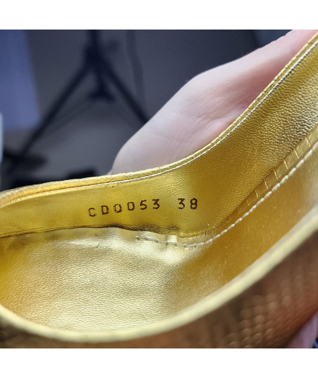 DOLCE&GABBANA Золотые кожаные туфли, фото 8