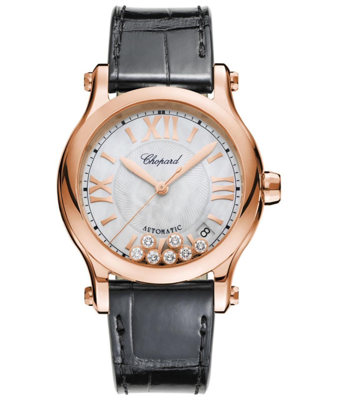 CHOPARD Черные часы из розового золота, фото 9