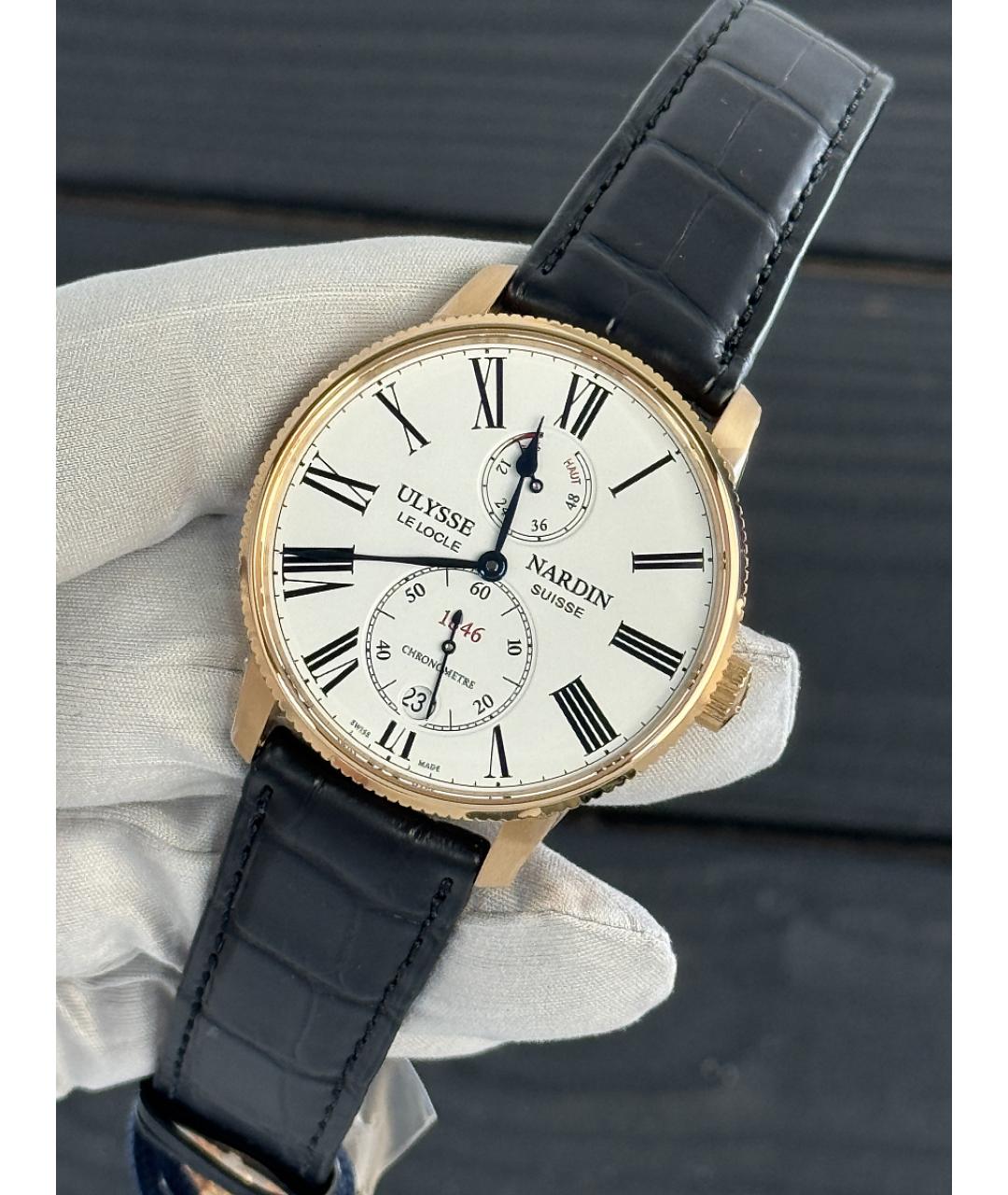 Ulysse Nardin Белые часы из розового золота, фото 2