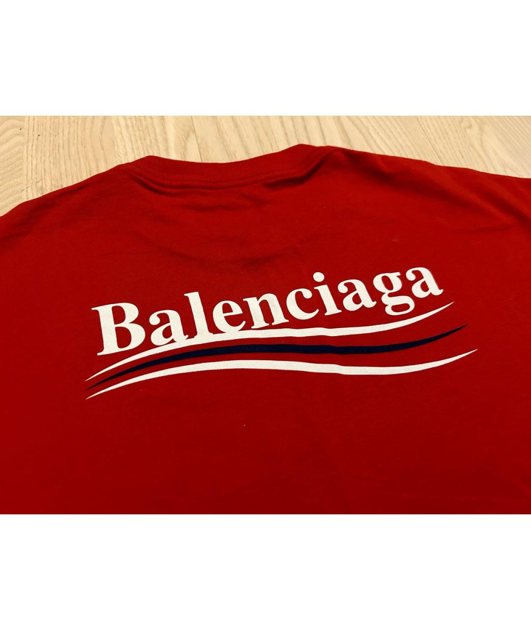 BALENCIAGA Красная хлопковая футболка, фото 3