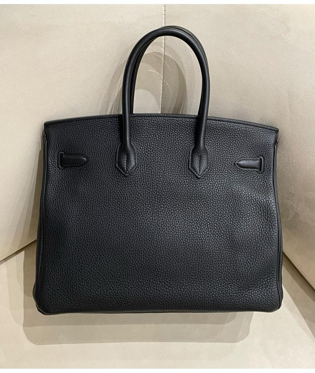 HERMES Черная кожаная сумка с короткими ручками, фото 2