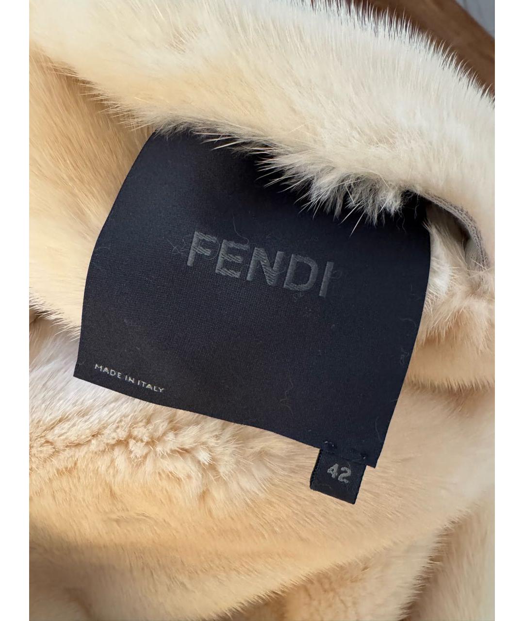 FENDI Бежевая меховая шуба, фото 7