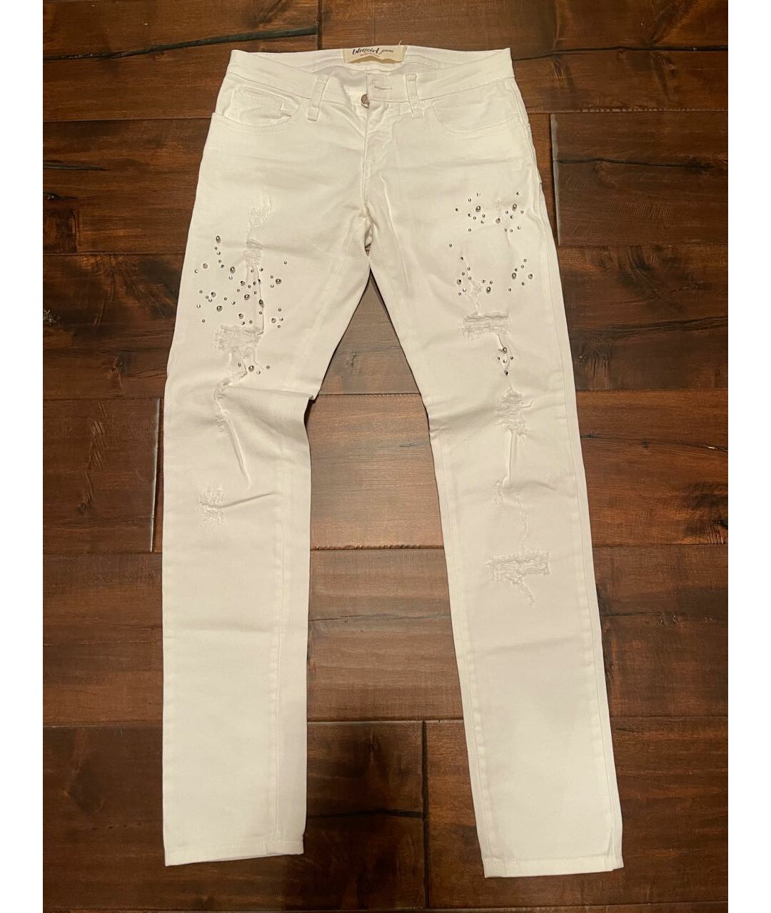 BLUGIRL Белые хлопко-эластановые джинсы слим, фото 5