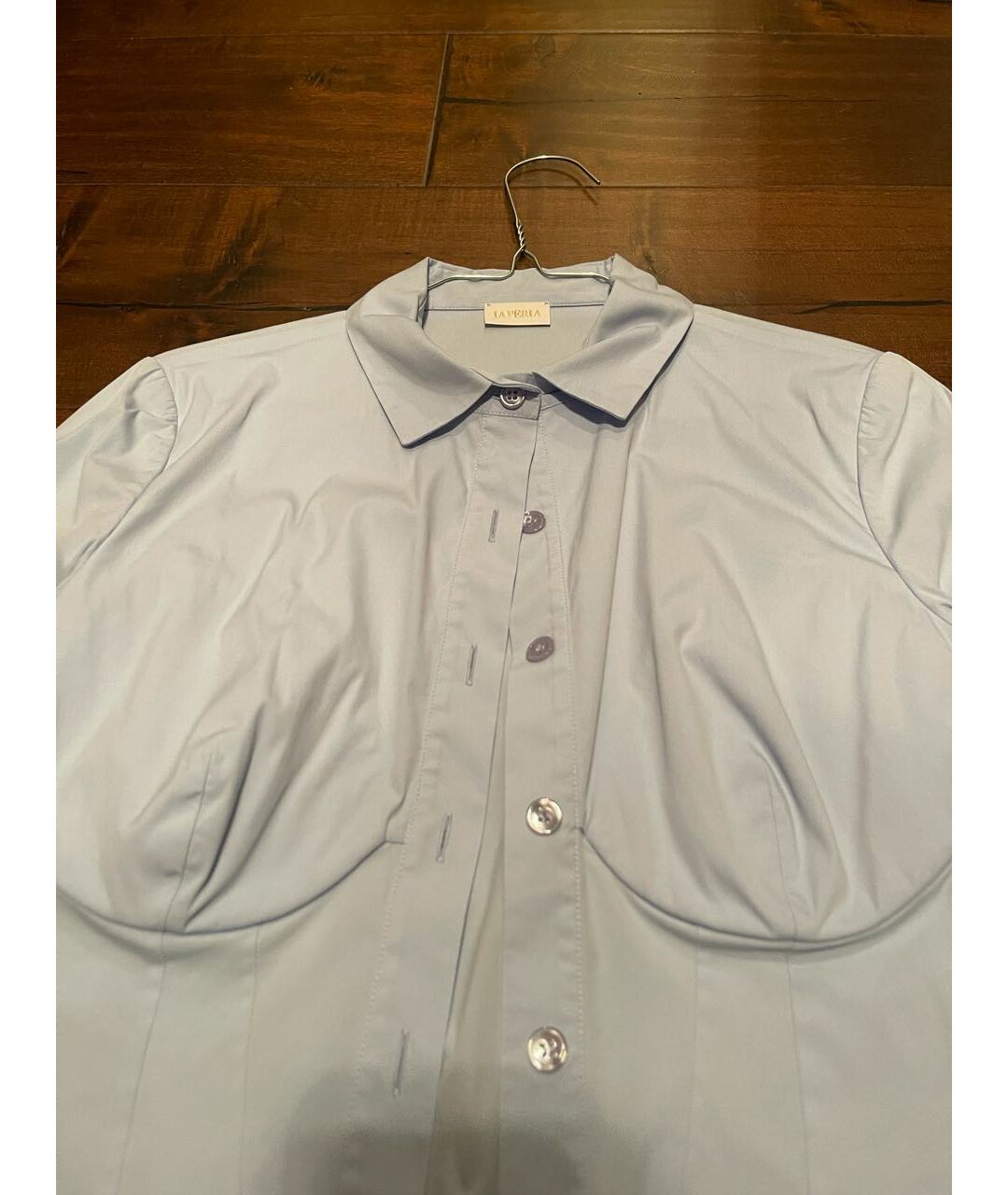 LA PERLA Голубая хлопко-эластановая рубашка, фото 2