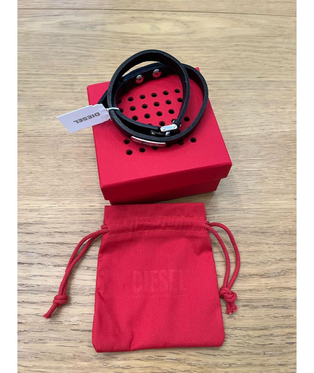 DIESEL Черный кожаный браслет, фото 4