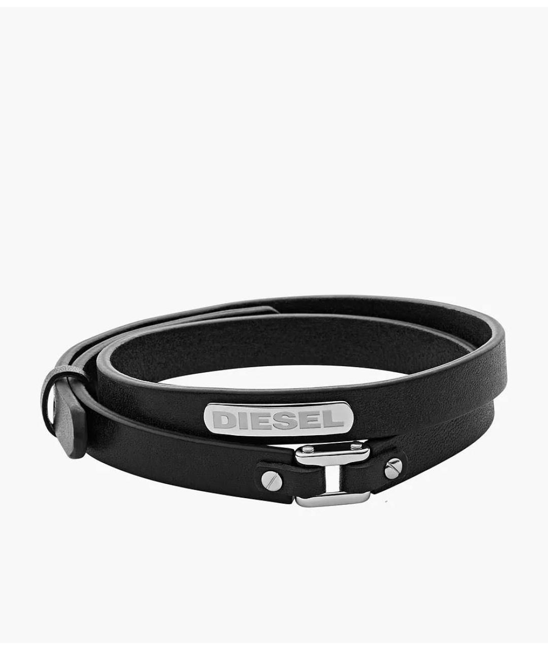 DIESEL Черный кожаный браслет, фото 5