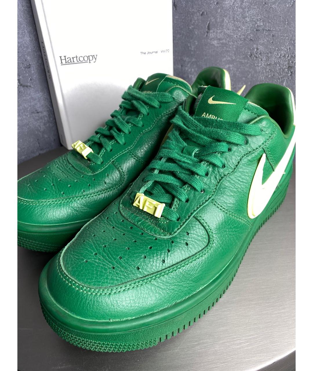NIKE Зеленые кожаные низкие кроссовки / кеды, фото 5