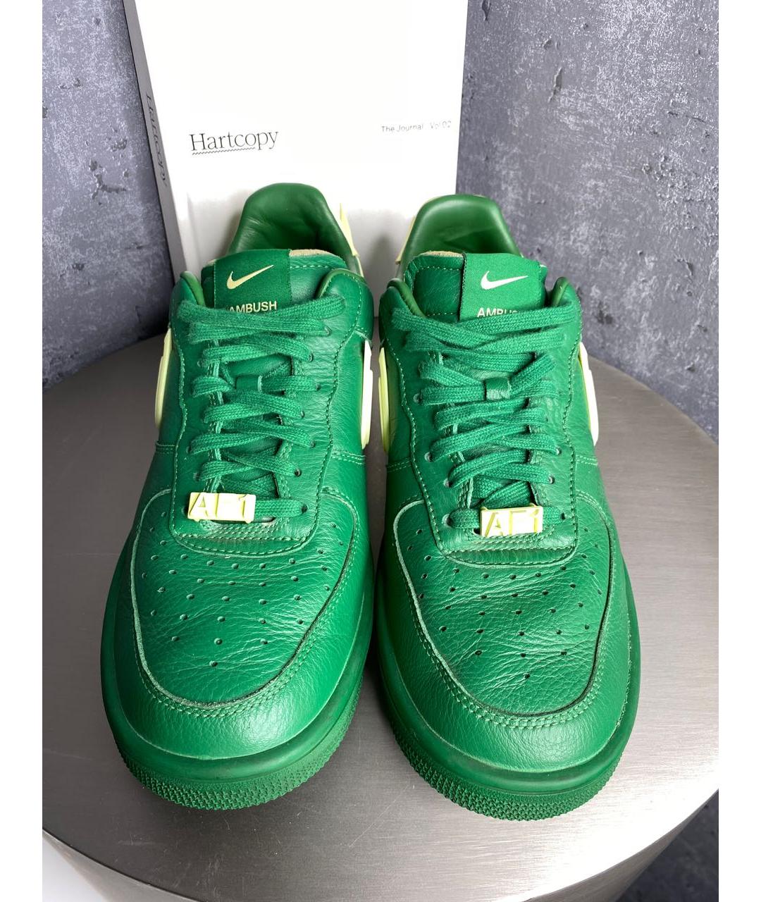 NIKE Зеленые кожаные низкие кроссовки / кеды, фото 2