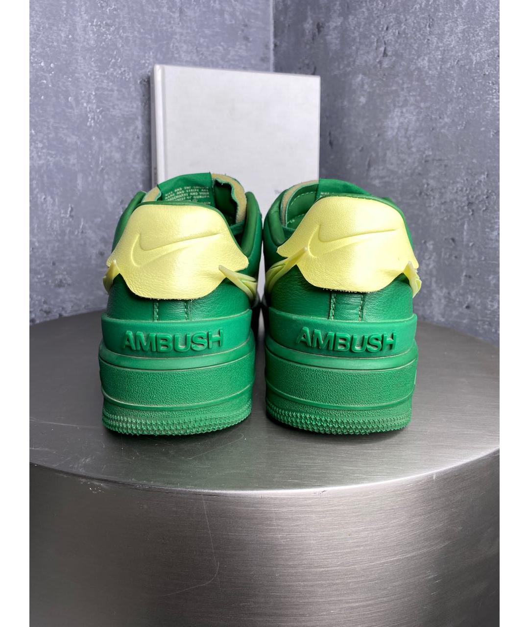 NIKE Зеленые кожаные низкие кроссовки / кеды, фото 4