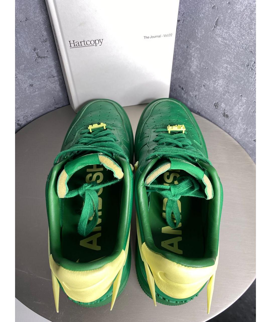 NIKE Зеленые кожаные низкие кроссовки / кеды, фото 3