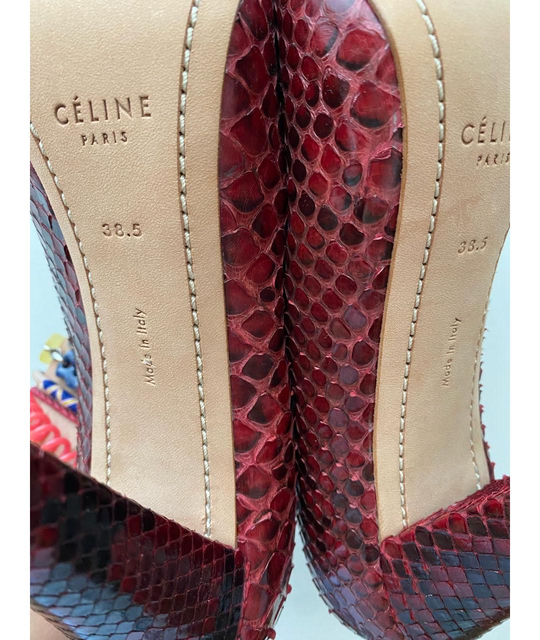 CELINE Бордовые ботильоны из экзотической кожи, фото 3