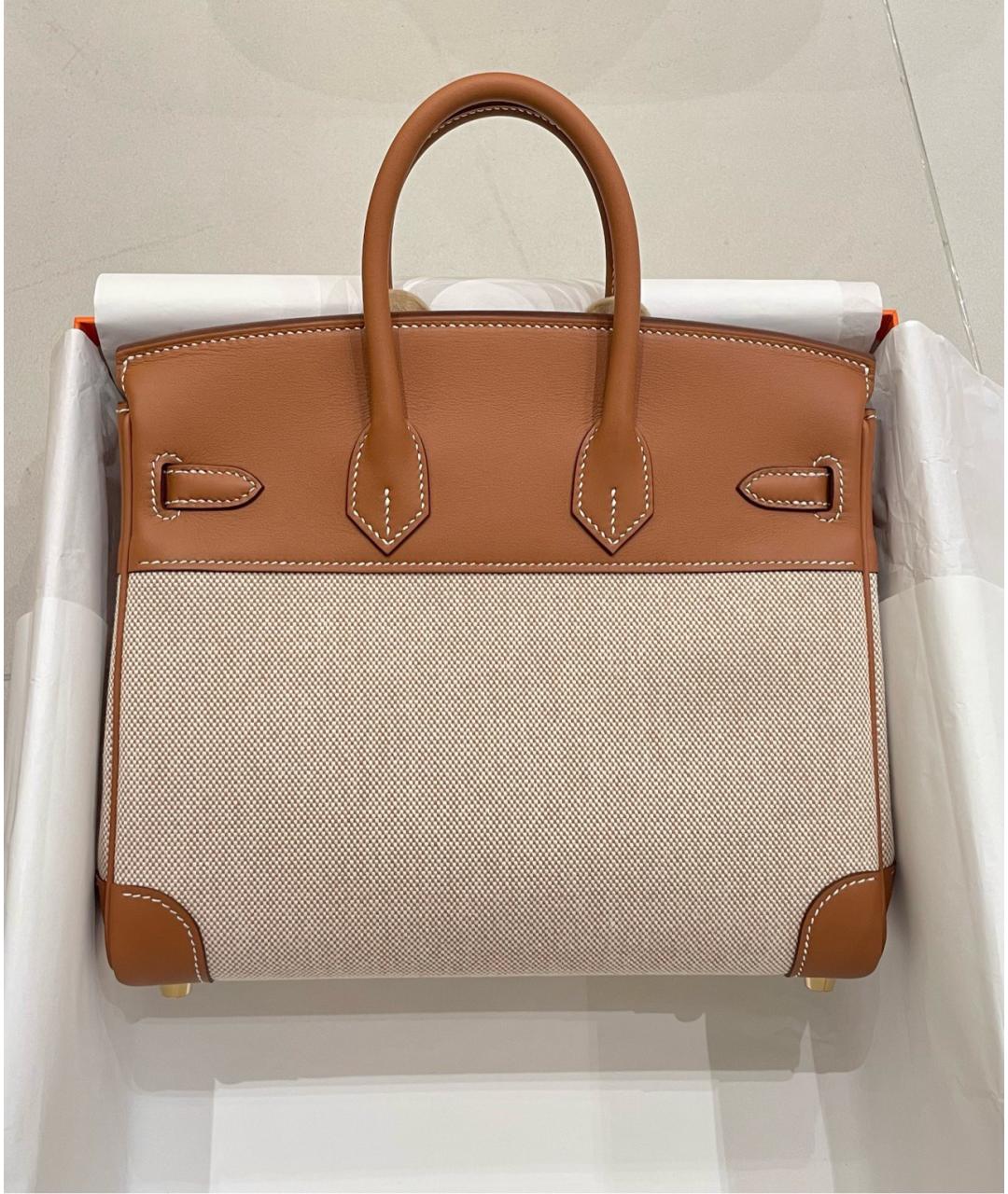 HERMES Бежевая деним сумка с короткими ручками, фото 4