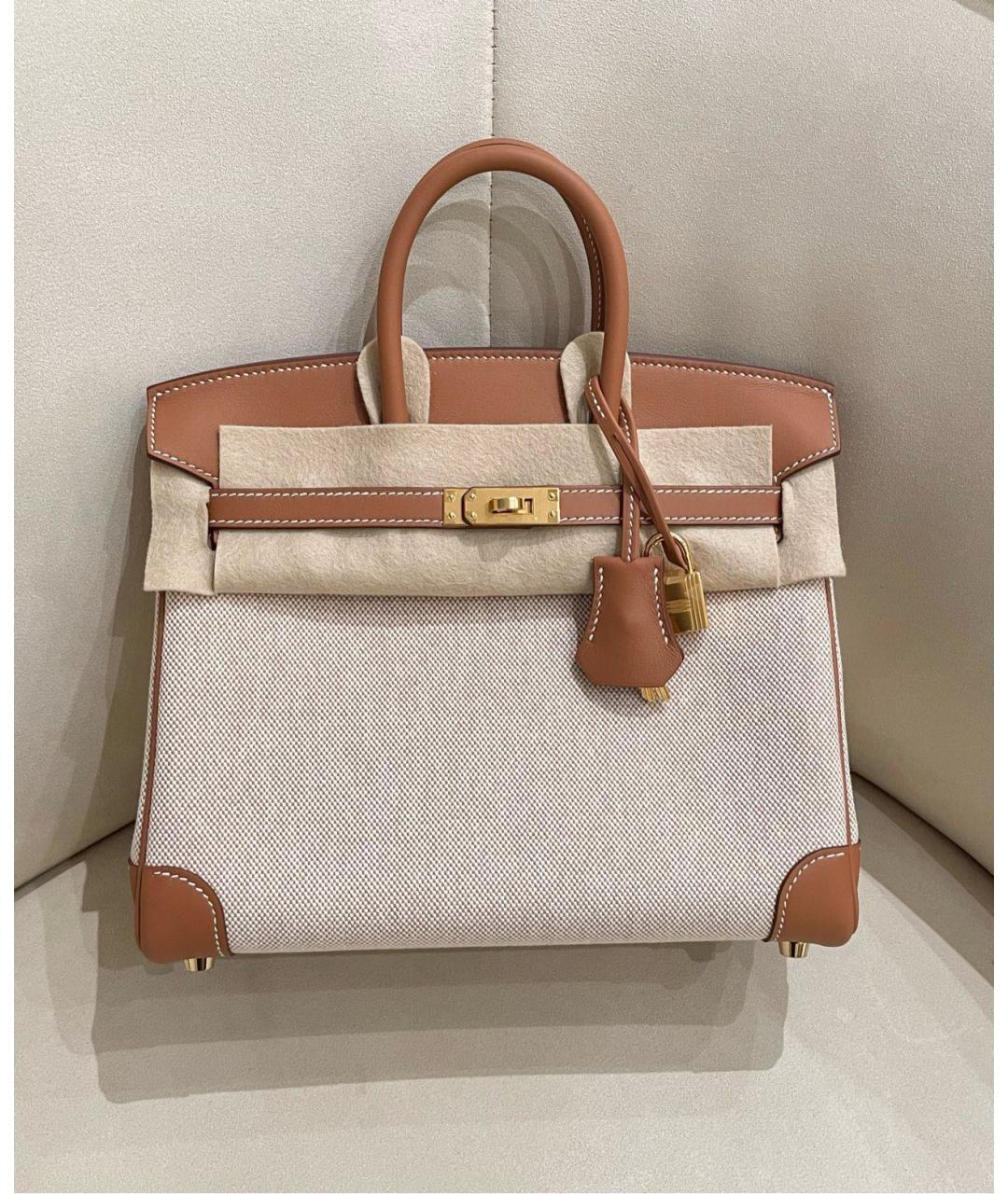 HERMES Бежевая деним сумка с короткими ручками, фото 2