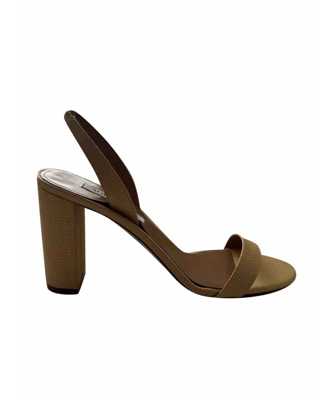 AQUAZZURA Бежевые текстильные босоножки, фото 1