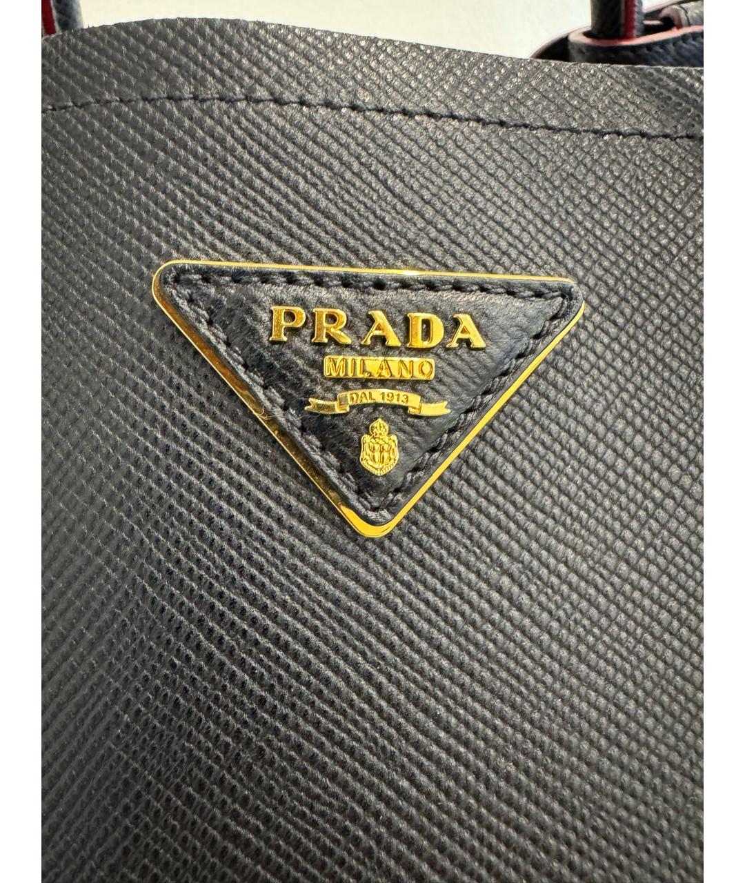 PRADA Черная кожаная сумка тоут, фото 4