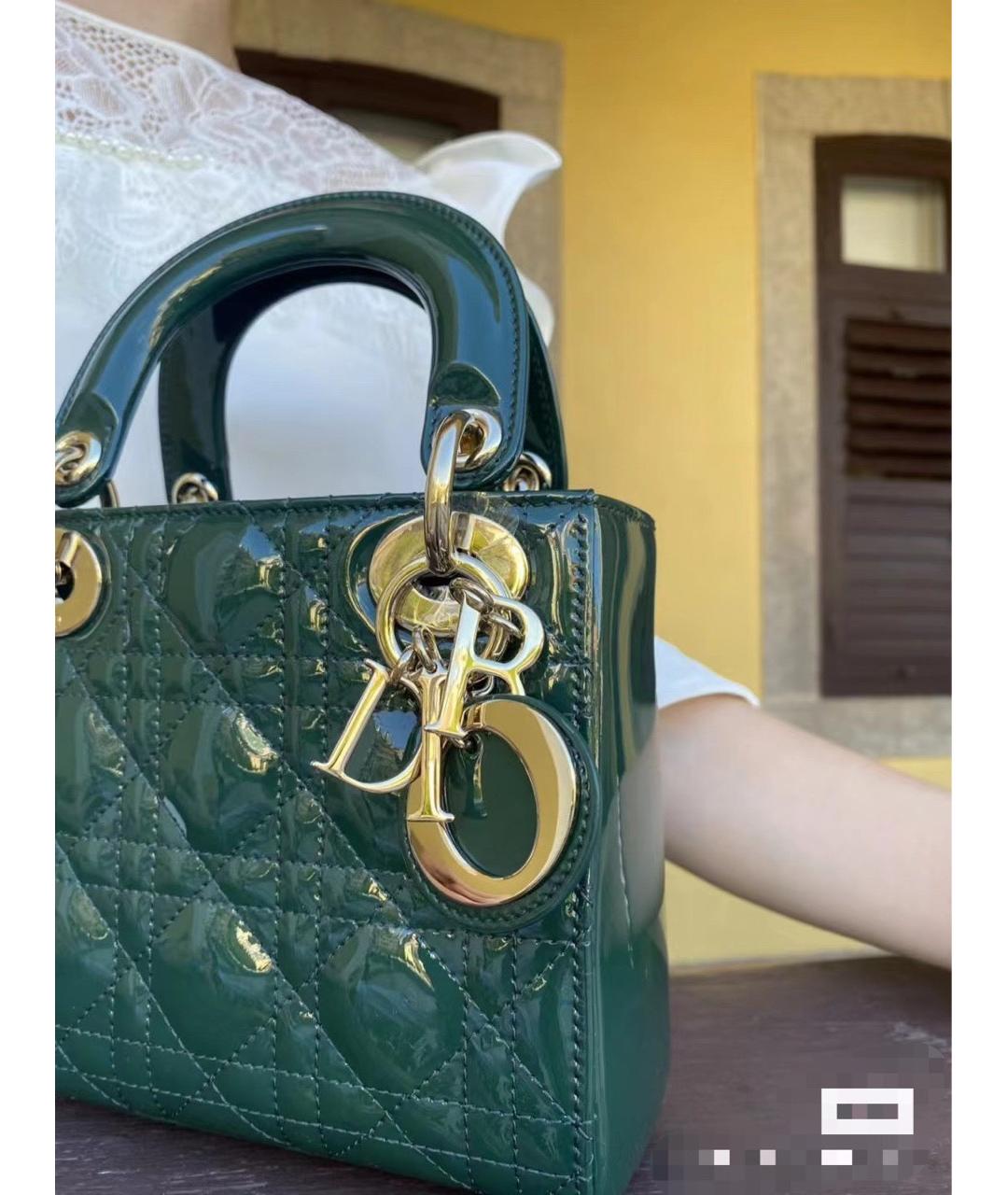 BABY DIOR Зеленая сумка через плечо из лакированной кожи, фото 7