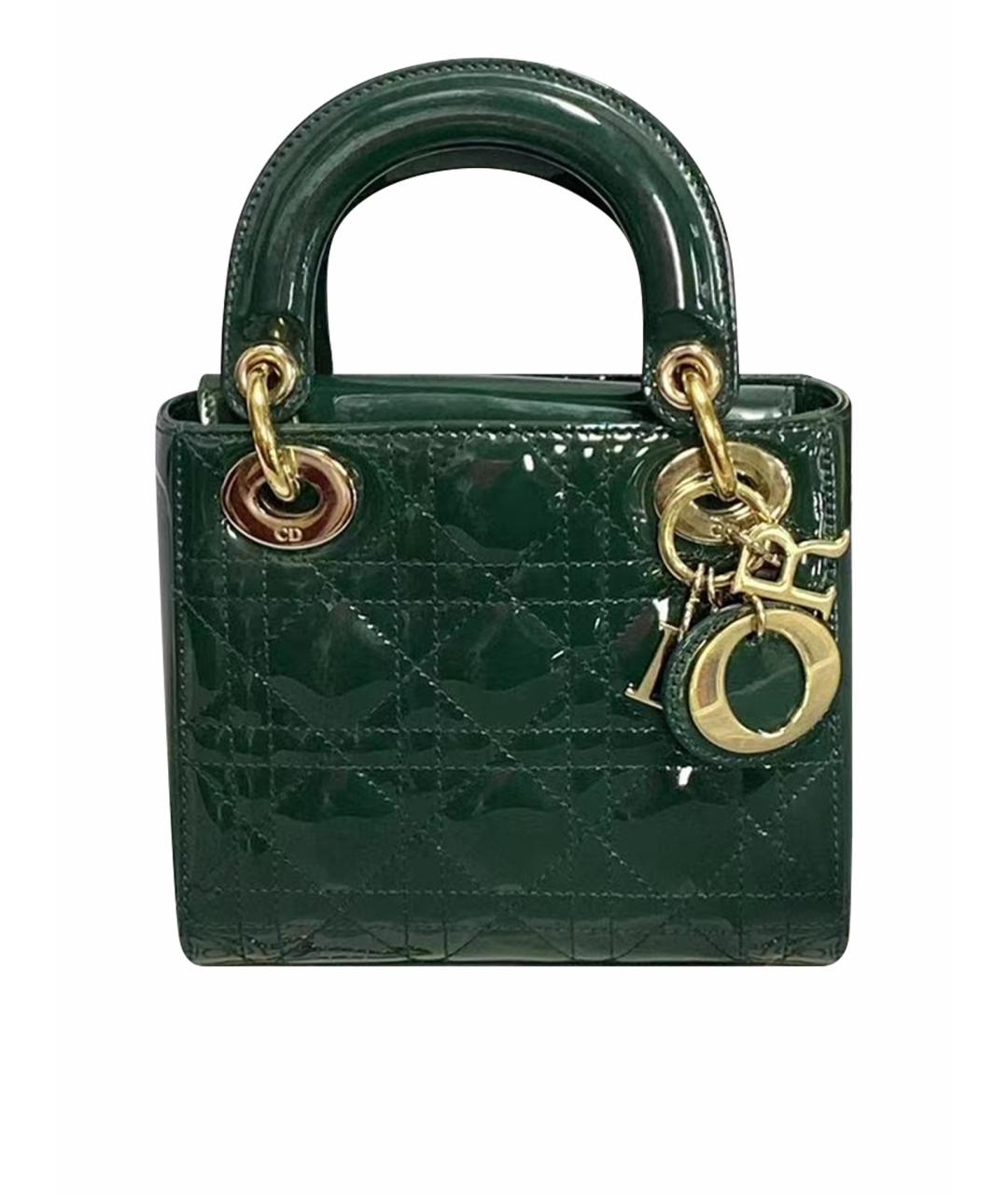 BABY DIOR Зеленая сумка через плечо из лакированной кожи, фото 1