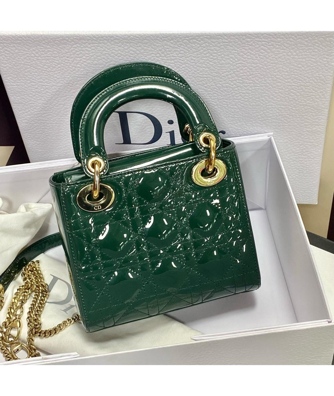 BABY DIOR Зеленая сумка через плечо из лакированной кожи, фото 3