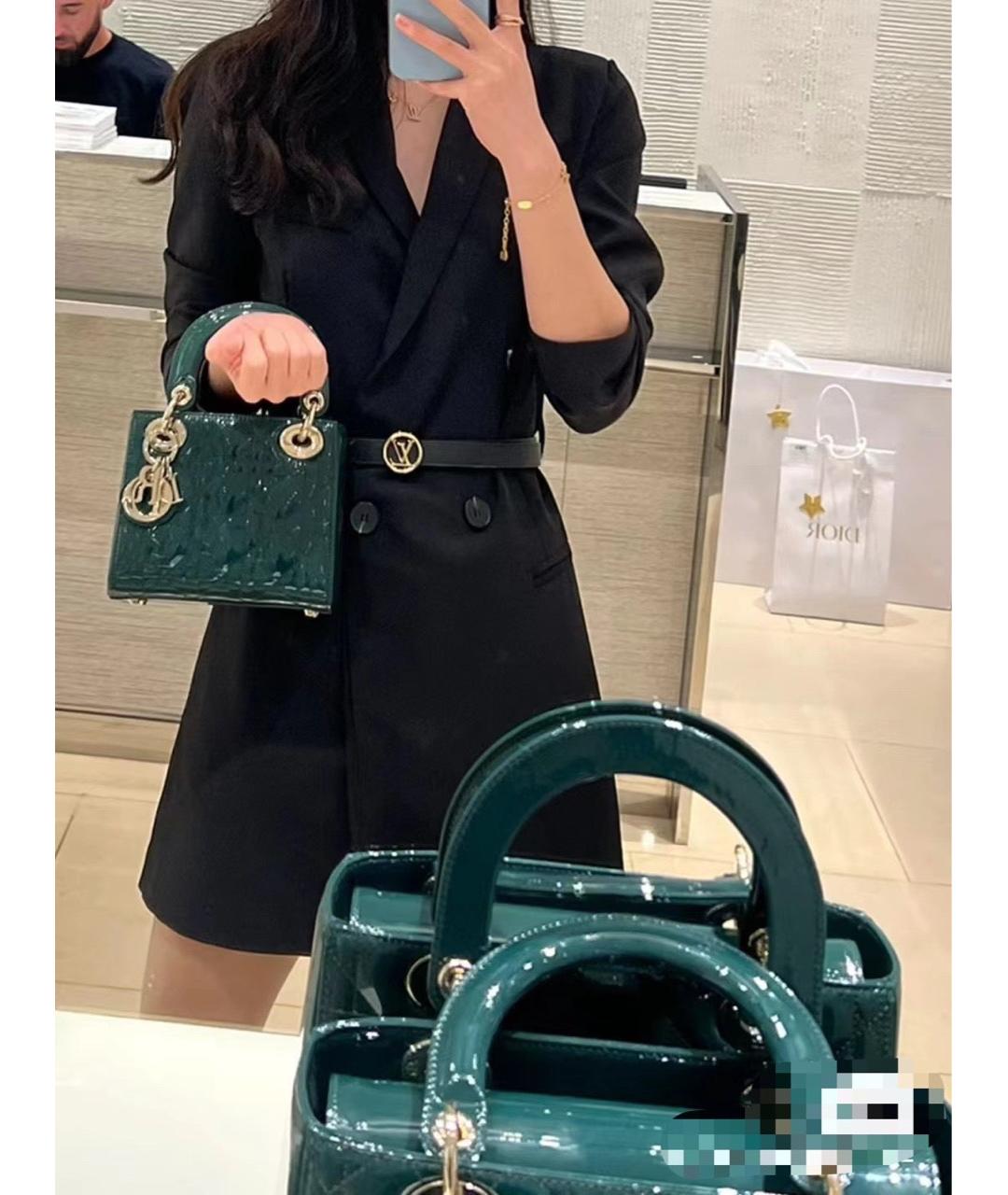 BABY DIOR Зеленая сумка через плечо из лакированной кожи, фото 8